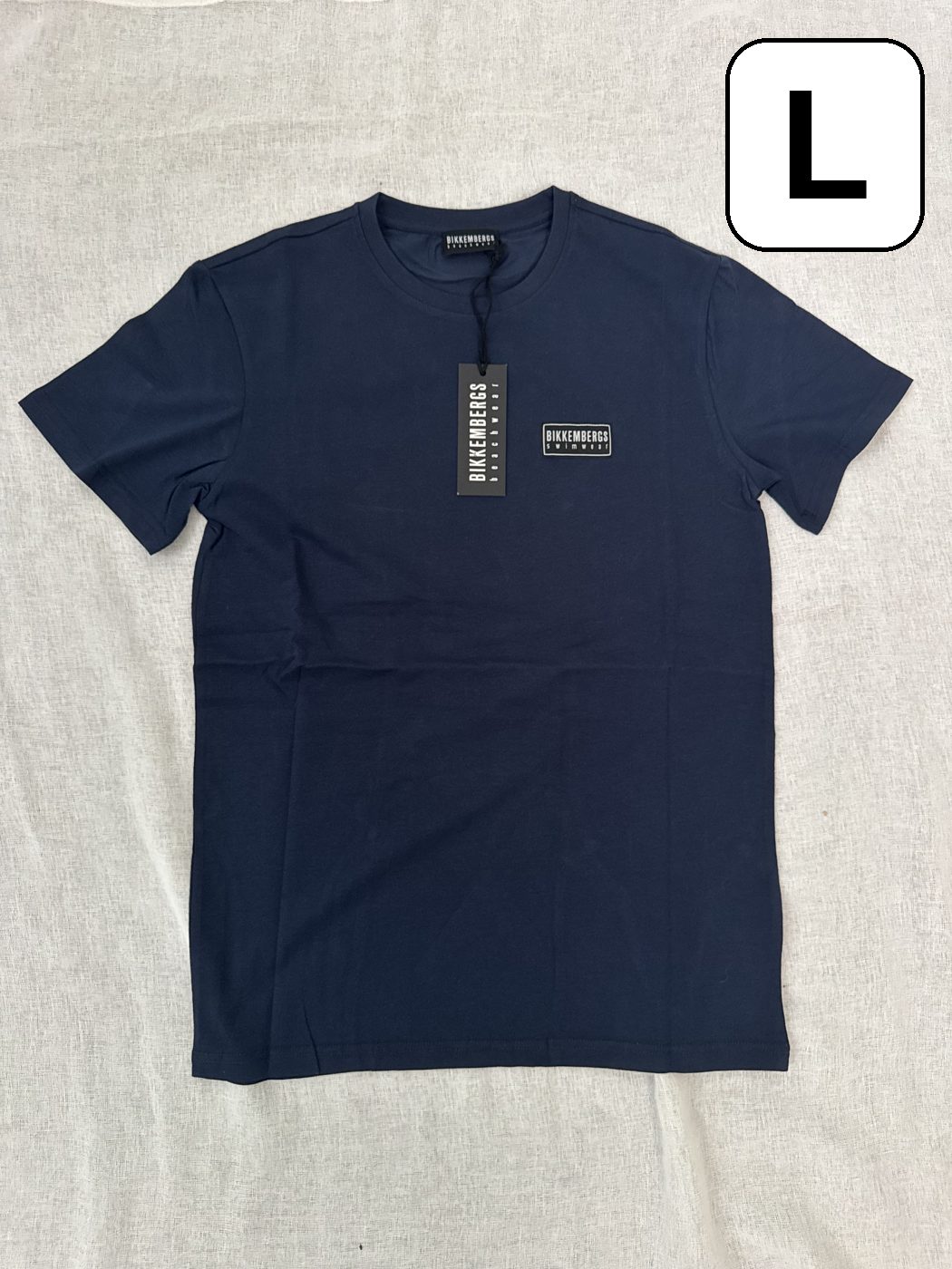 Camiseta Bikkembergs Swimwear – Azul marino, talla L, nueva