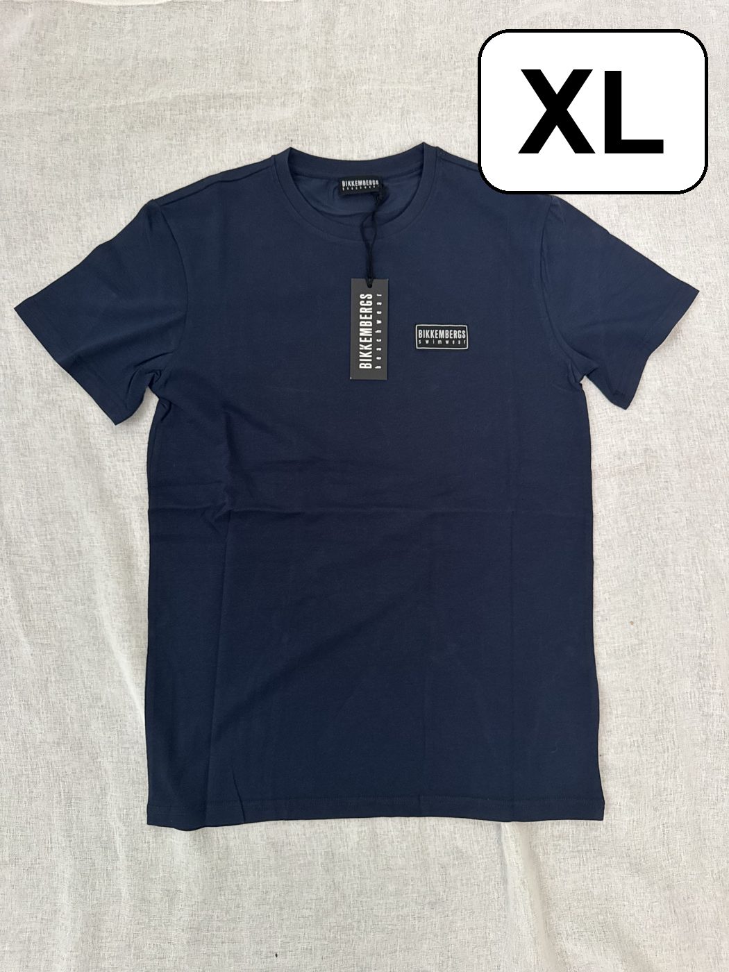Camiseta Bikkembergs Swimwear – Azul marino, talla XL, nueva