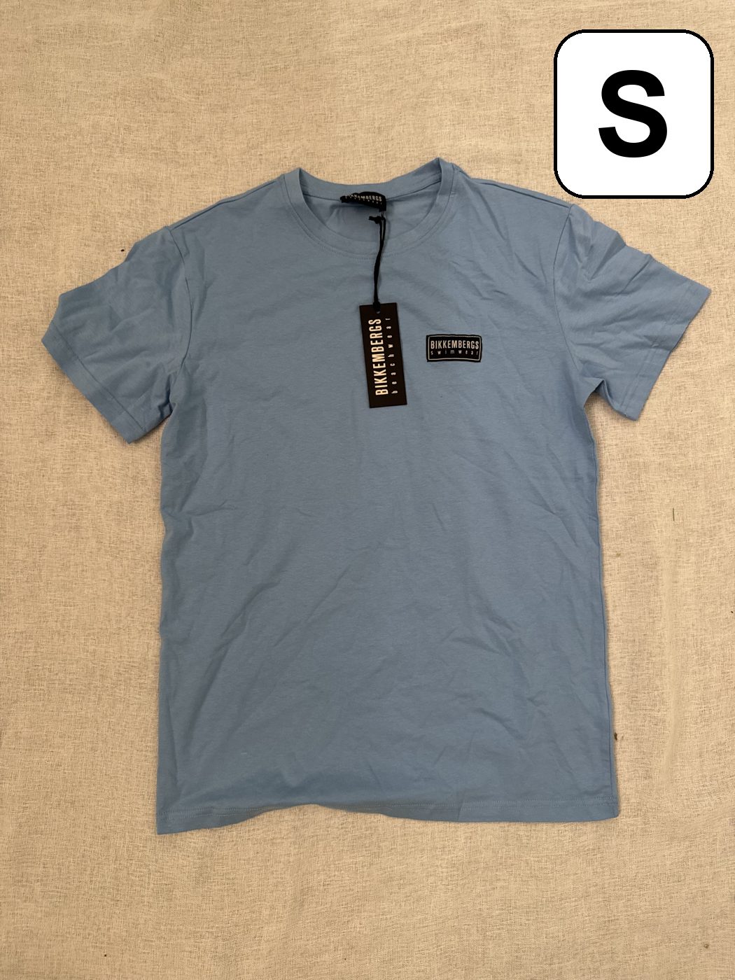 Camiseta Bikkembergs Swimwear – Azul celeste, talla S, nueva