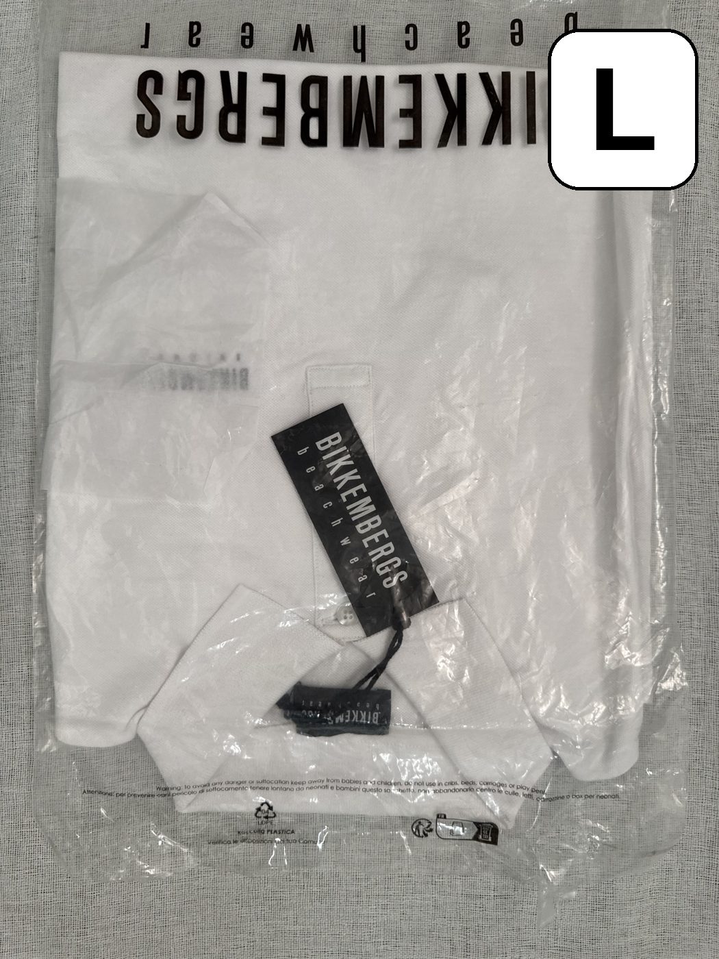 Polo Bikkembergs Swimwear – Blanco, talla L, nuevo image 2