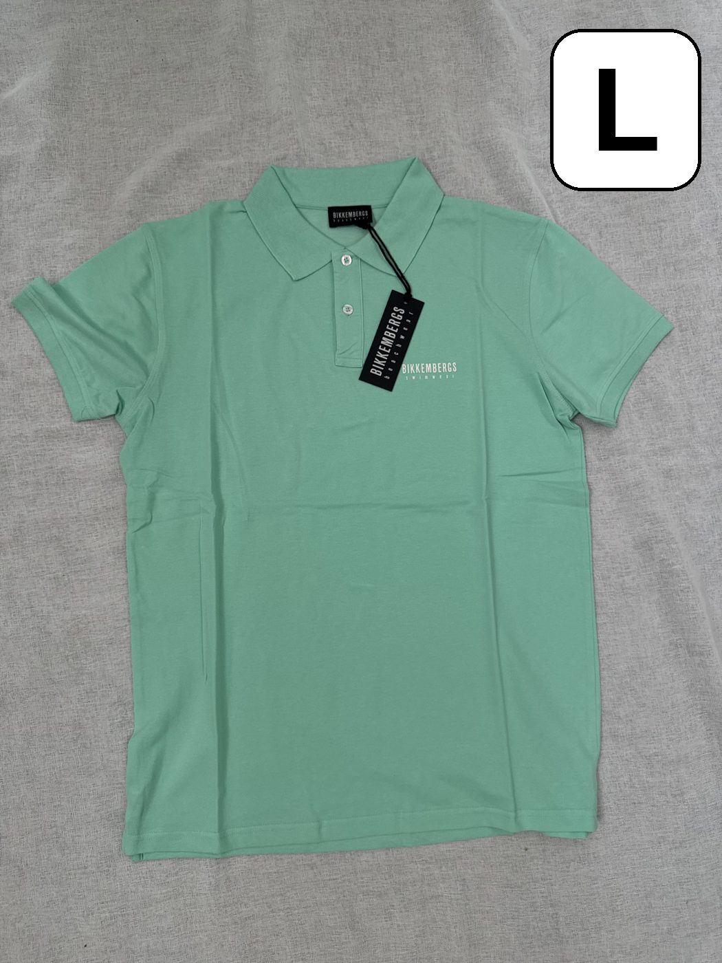 Polo Bikkembergs Swimwear – Verde menta, talla L, nuevo