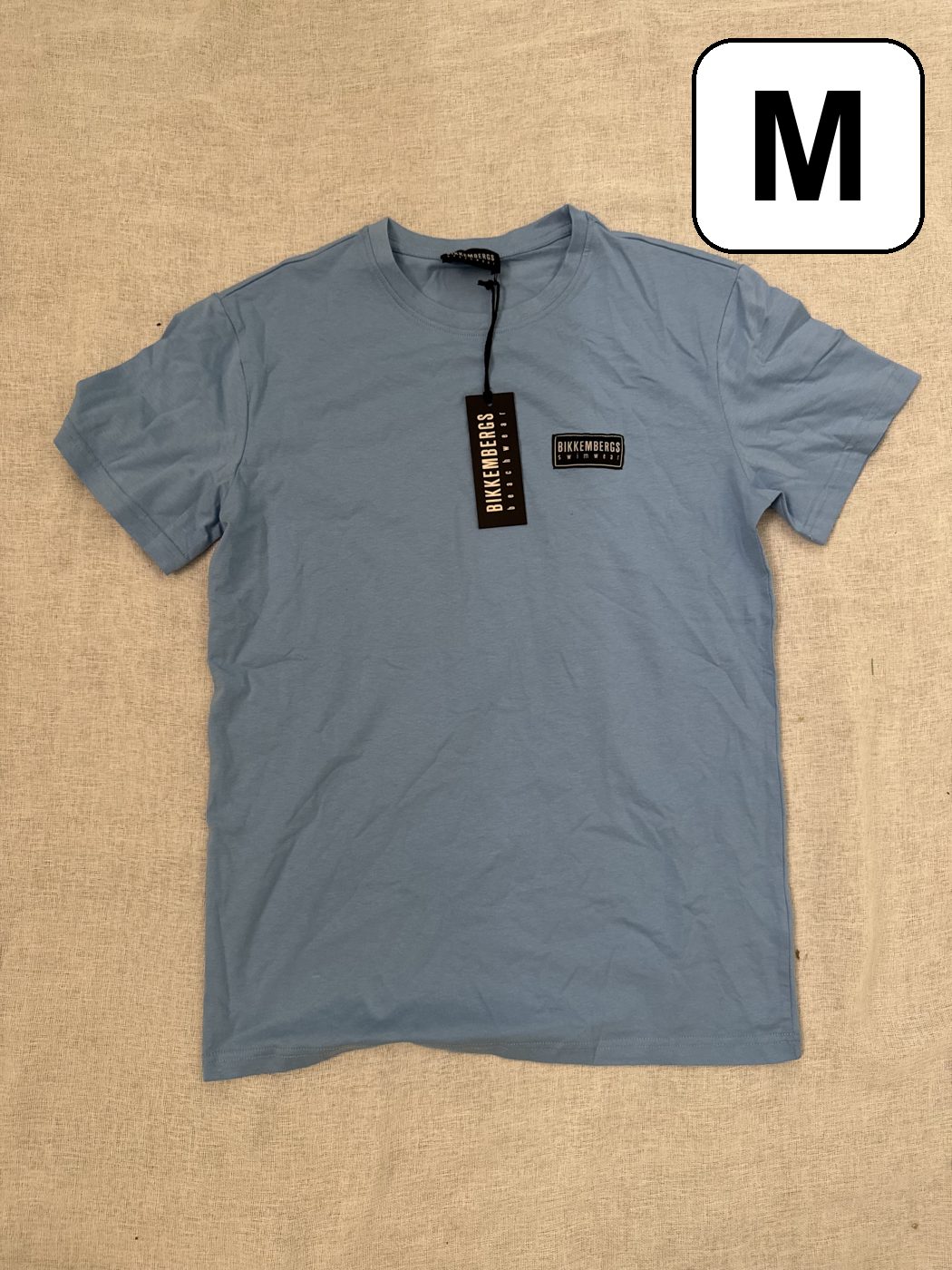 Camiseta Bikkembergs Swimwear – Azul celeste, talla M, nueva