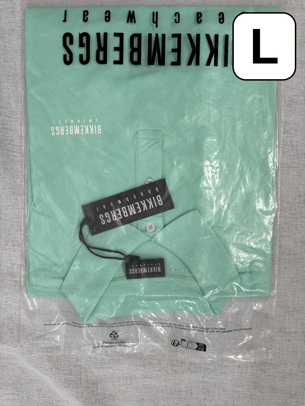Polo Bikkembergs Swimwear – Verde menta, talla L, nuevo image 2