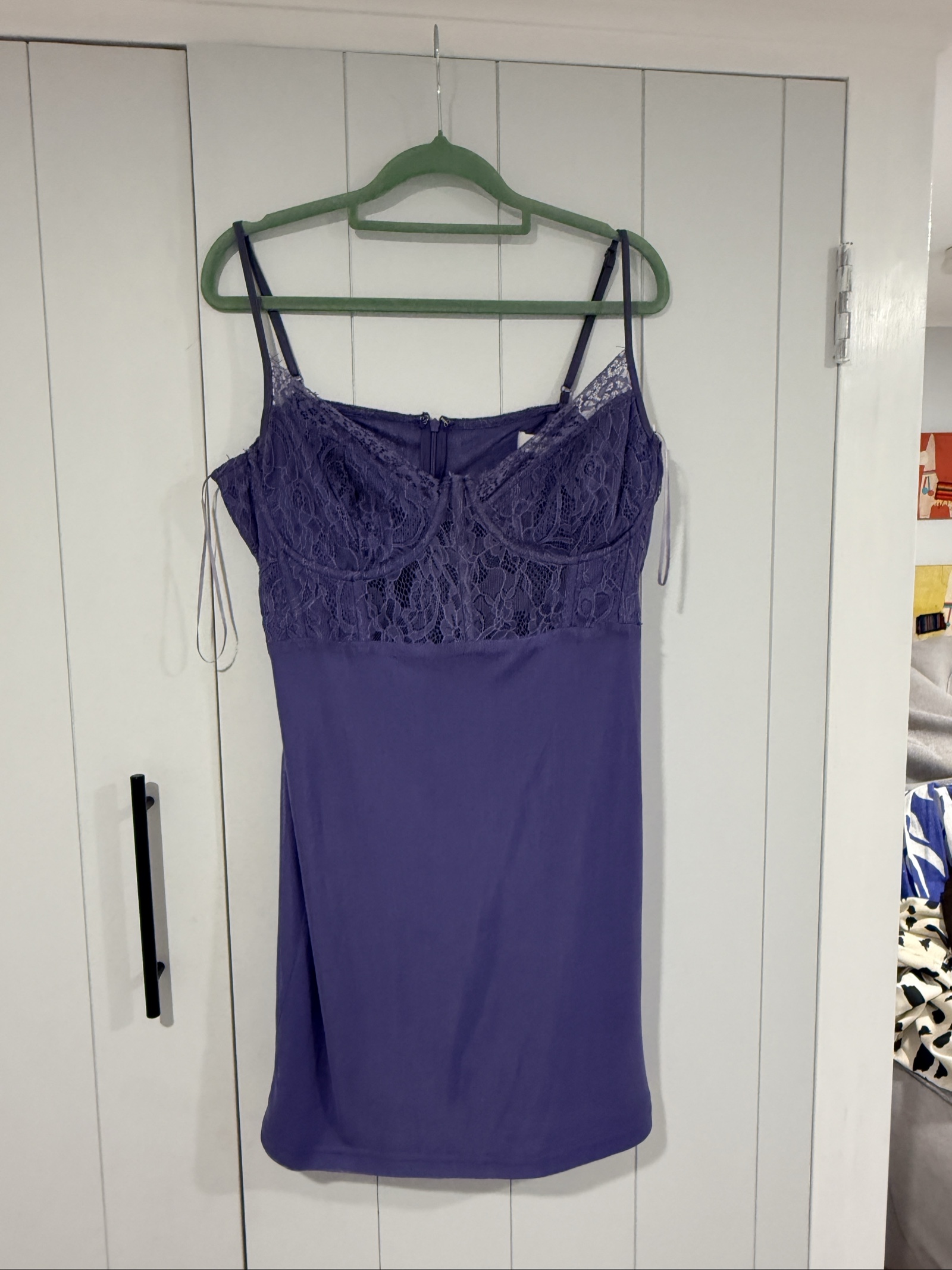 Perfect Stranger Purple Lace Detail Slip Dress Size 16