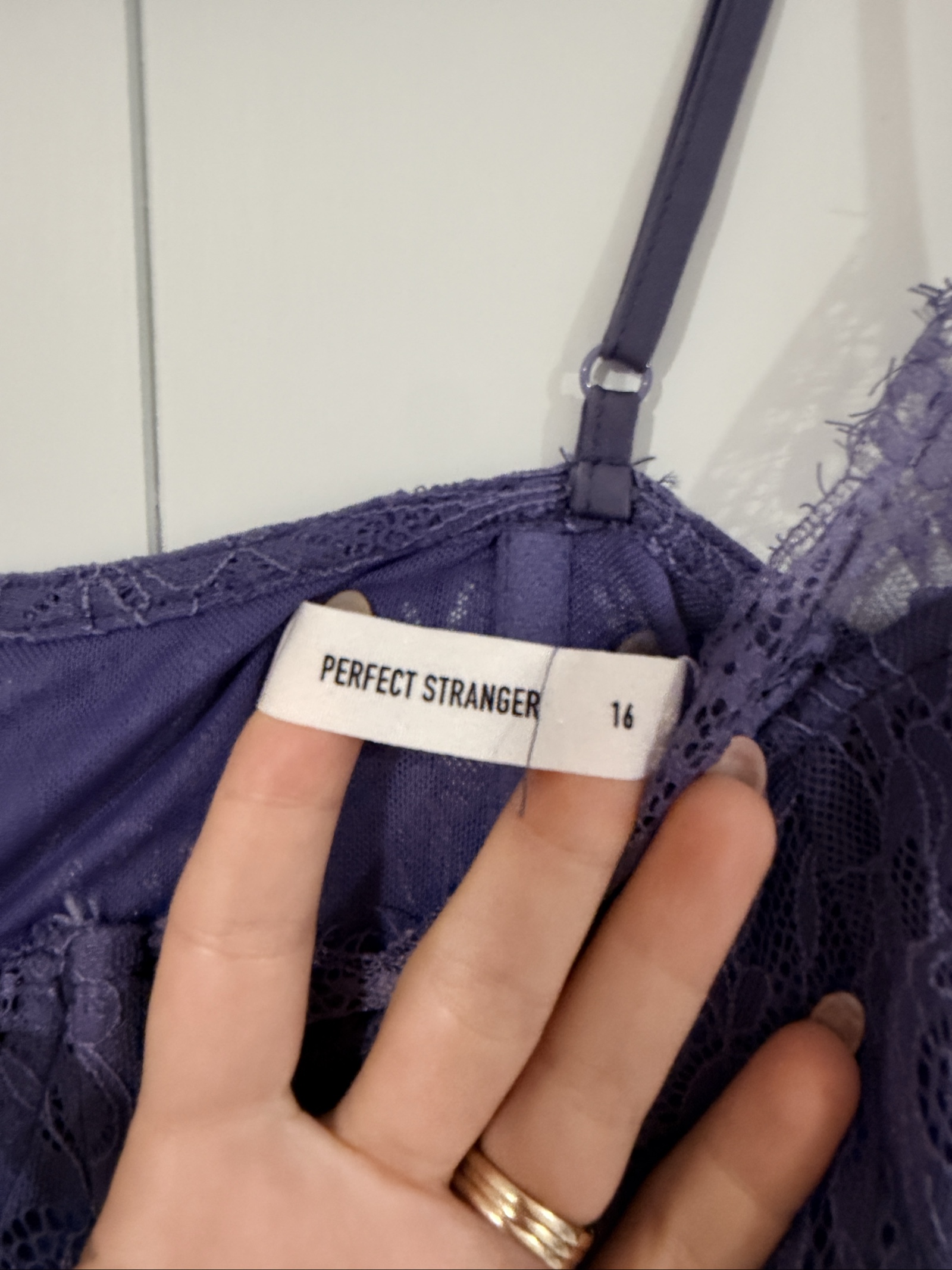 Perfect Stranger Purple Lace Detail Slip Dress Size 16 image 2