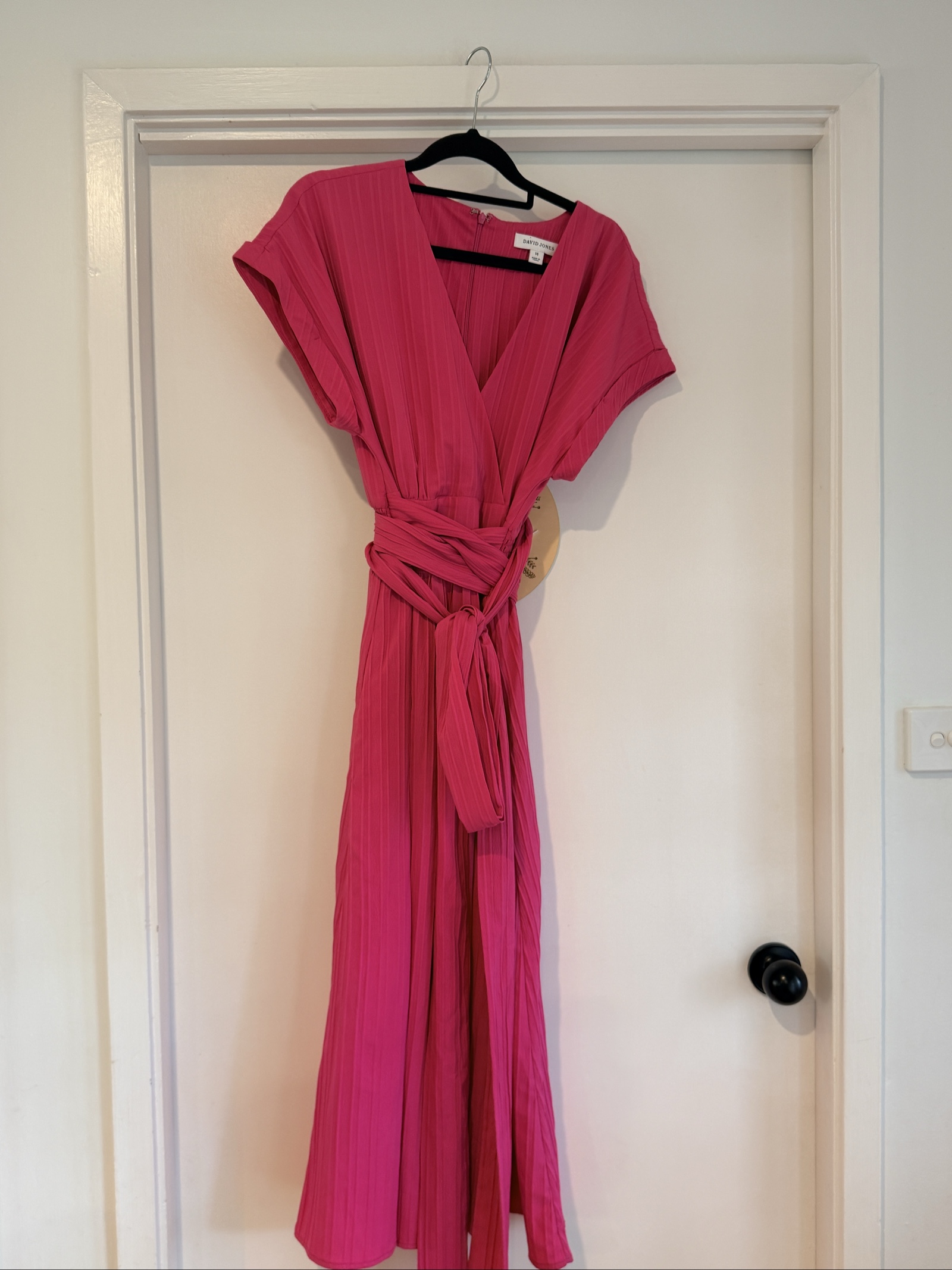David Jones Pink Midi Dress Size 14 with Belt