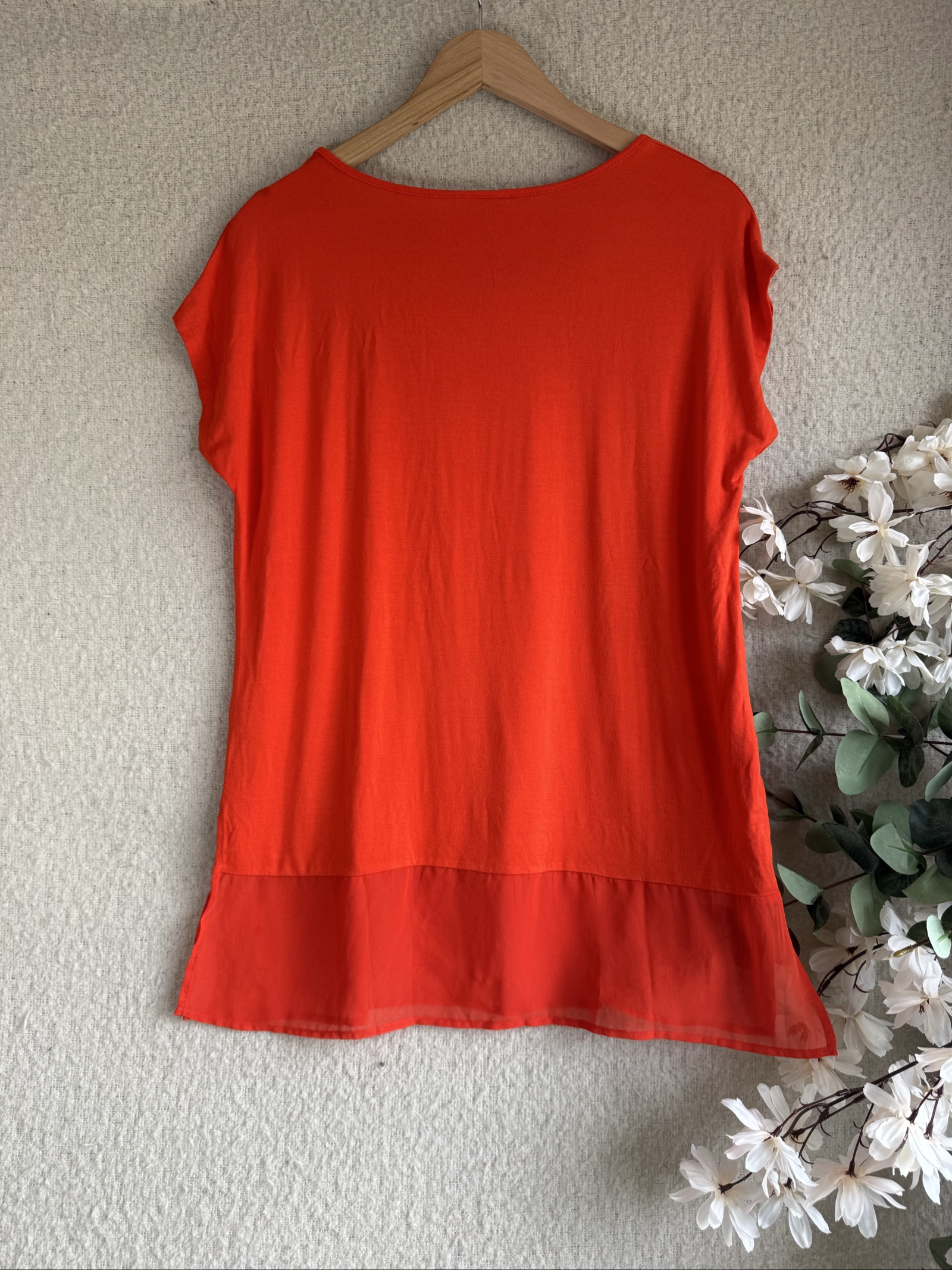 Anthology Orange Lightweight Chiffon Trim Top UK 12 Soft Summer Layered image 4