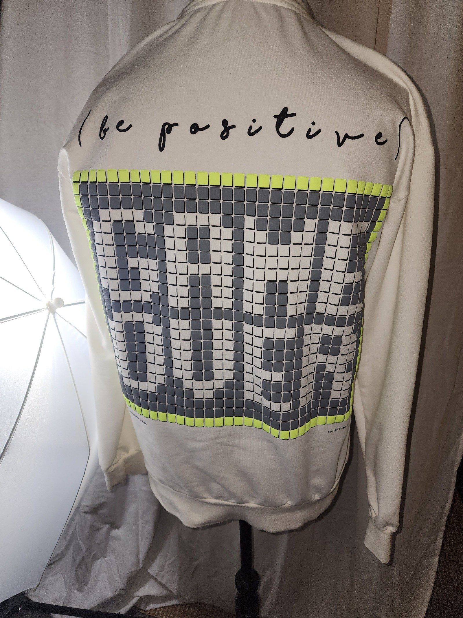 Gangs White Be Positive Sweatshirt Medium Cotton Blend image 2