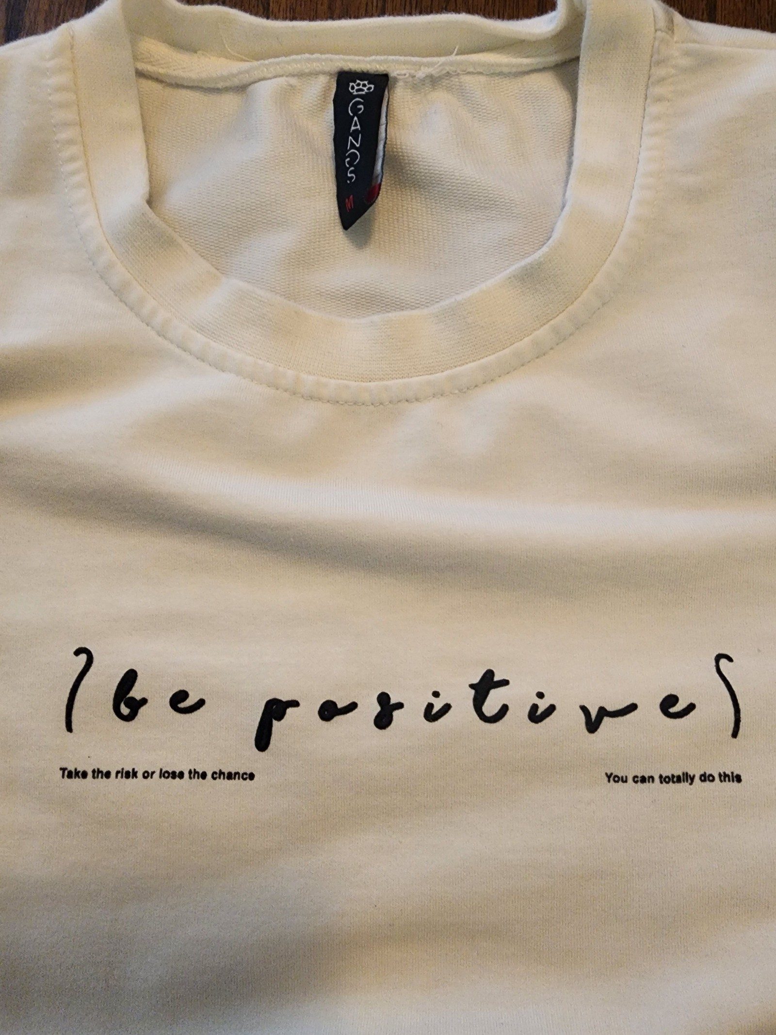 Gangs White Be Positive Sweatshirt Medium Cotton Blend image 4