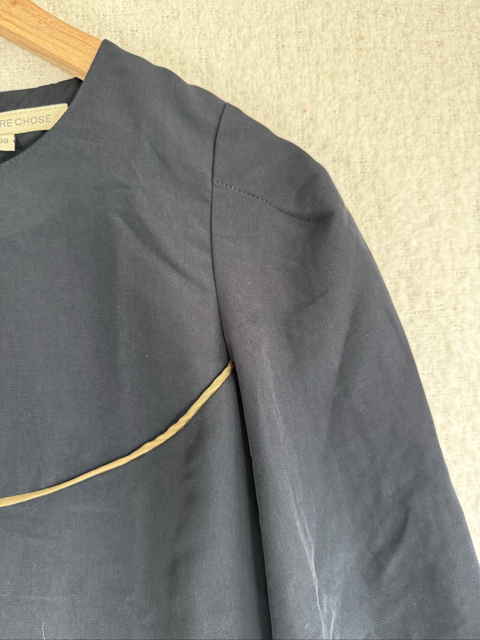L'Autre Chose Black Peplum Blouse UK 10 with Gold Piping Detail Elegant image 2