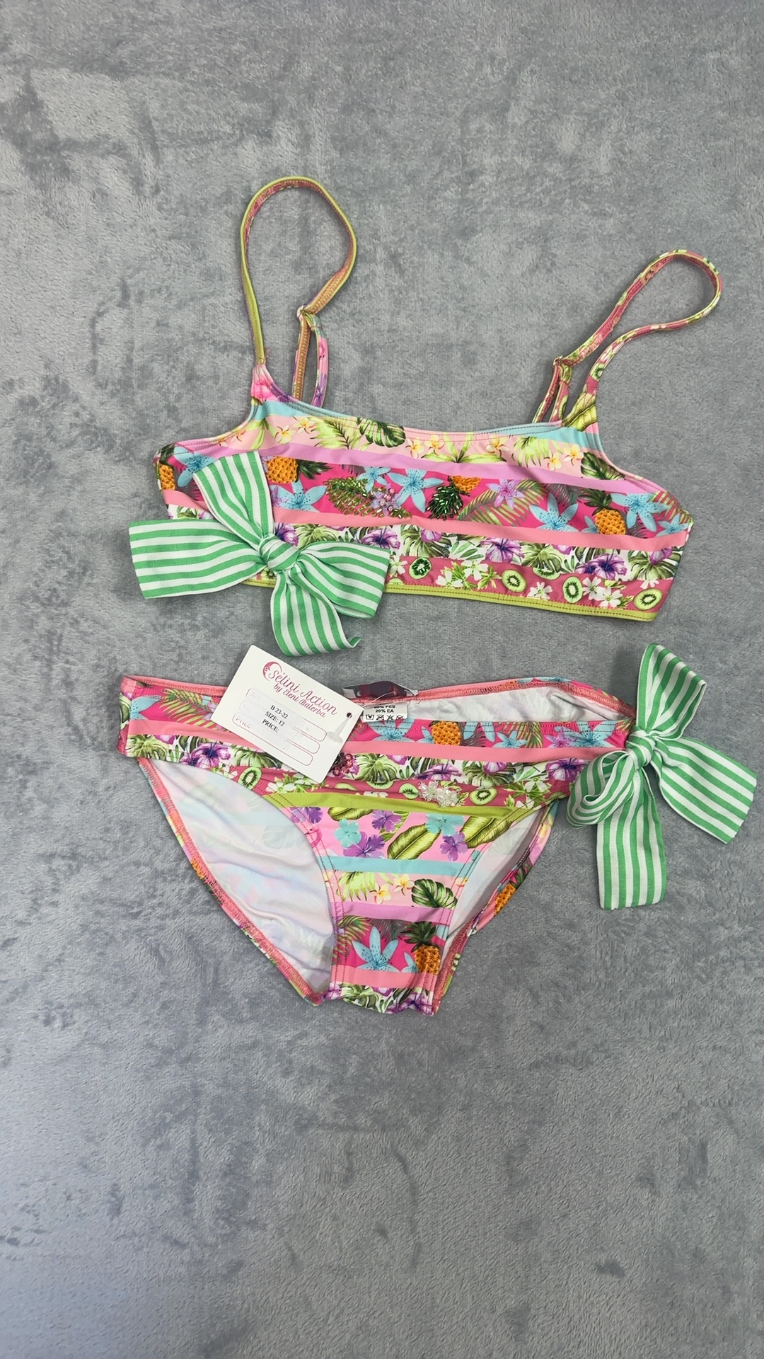 Selini Action Multi Floral Kids Bikini Set 12Y Handmade