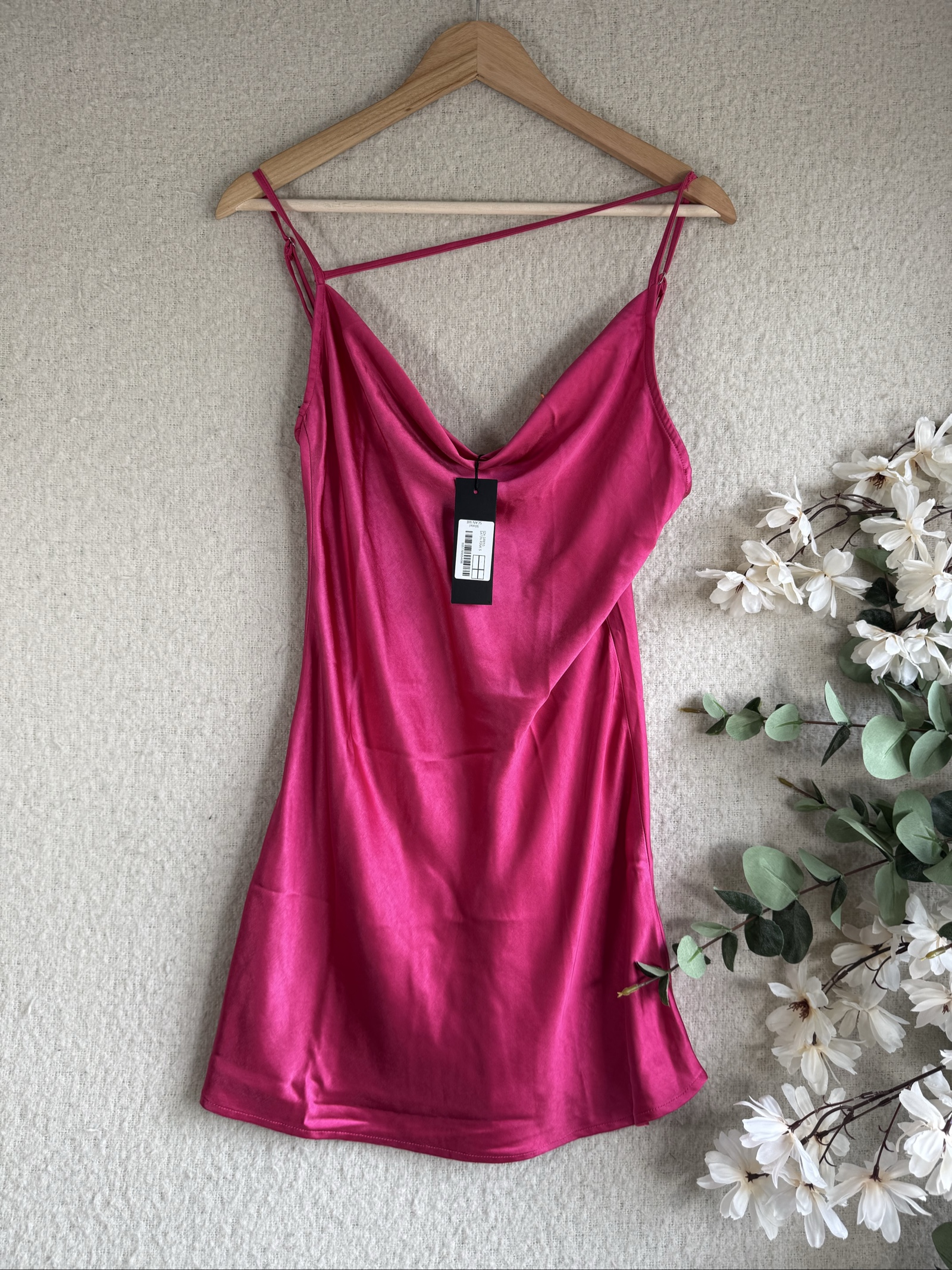 Motel Pink Satin Slip Dress UK Small Adjustable Straps Summer Chic