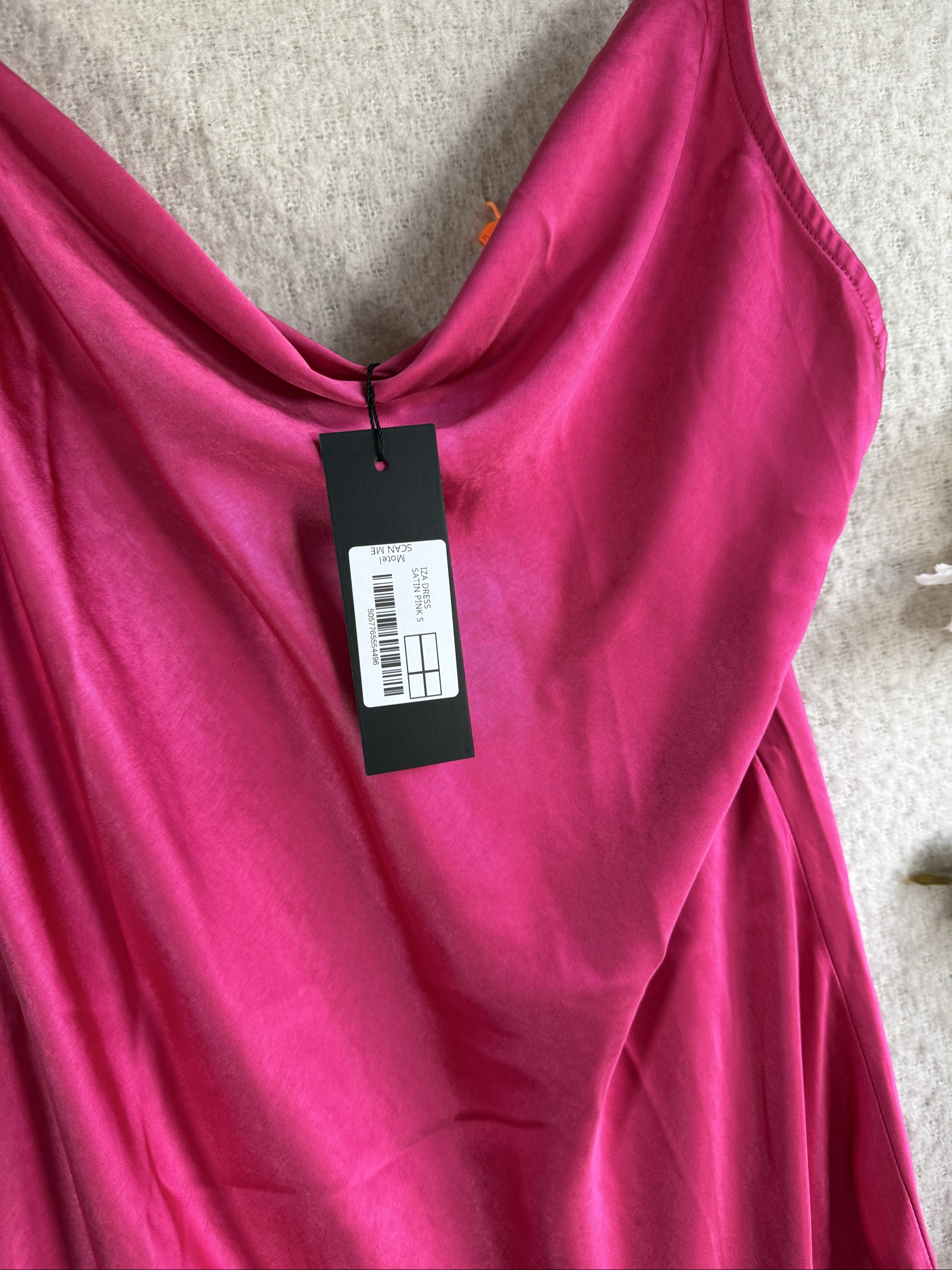 Motel Pink Satin Slip Dress UK Small Adjustable Straps Summer Chic image 2