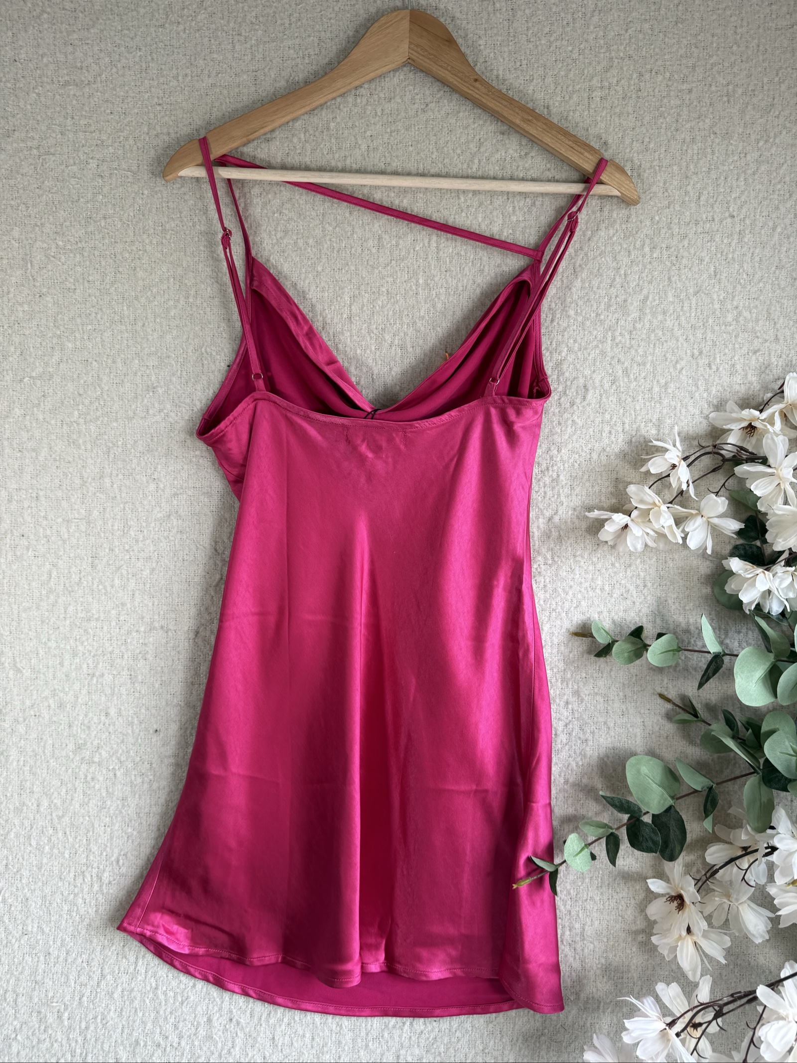 Motel Pink Satin Slip Dress UK Small Adjustable Straps Summer Chic image 4