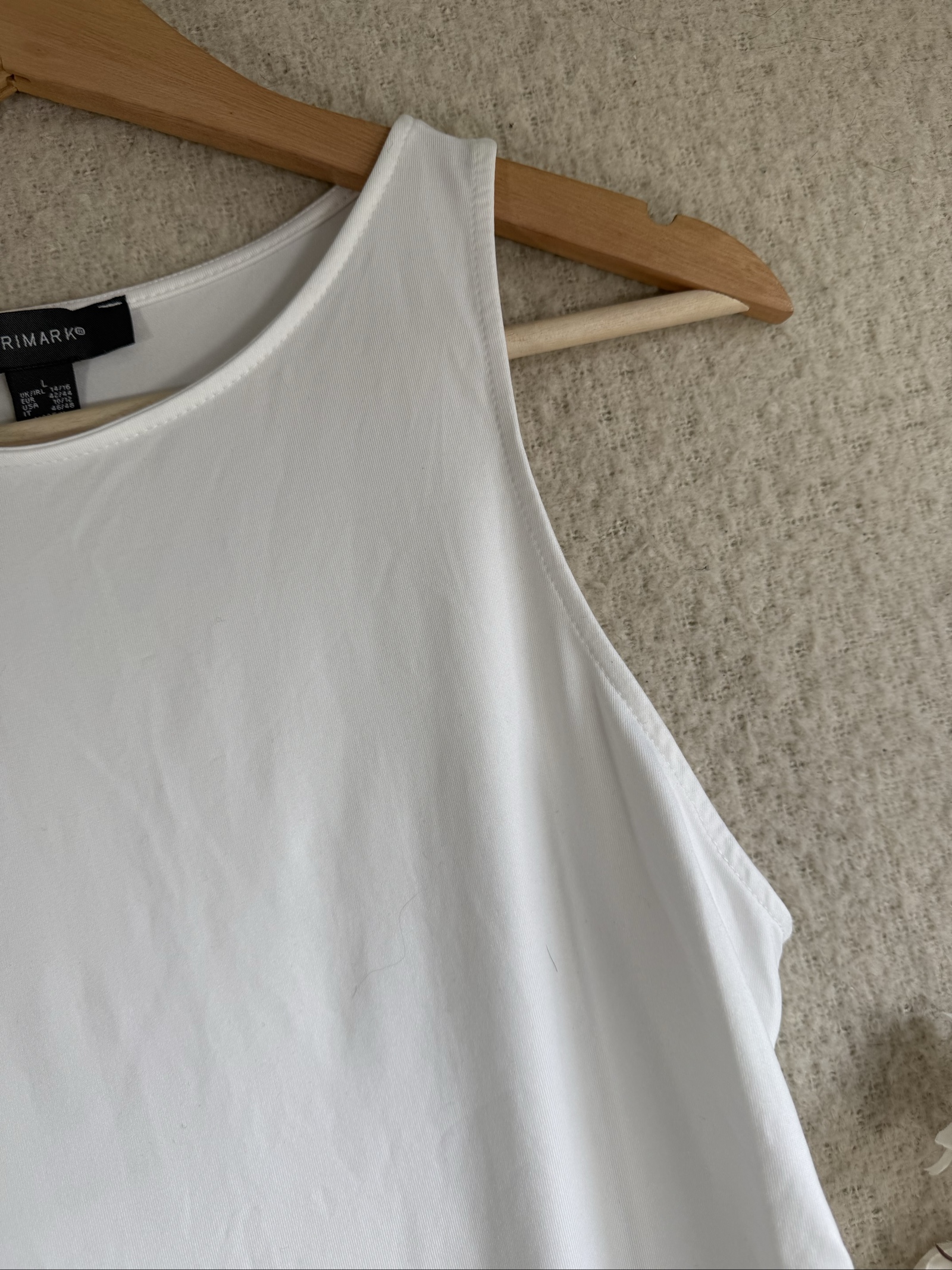 Primark White Sleeveless Bodysuit UK Large Soft Comfortable Stretch Fit image 2