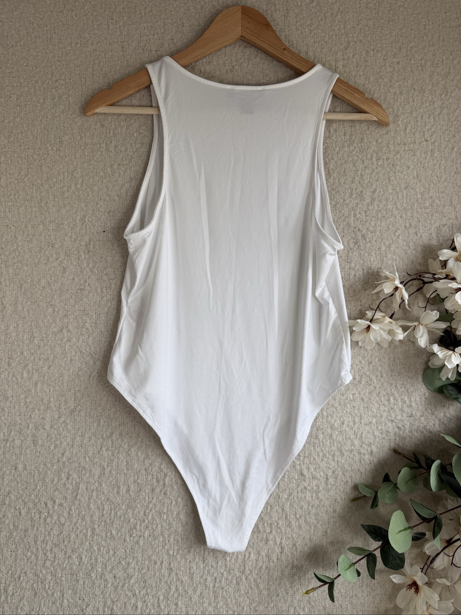 Primark White Sleeveless Bodysuit UK Large Soft Comfortable Stretch Fit image 4