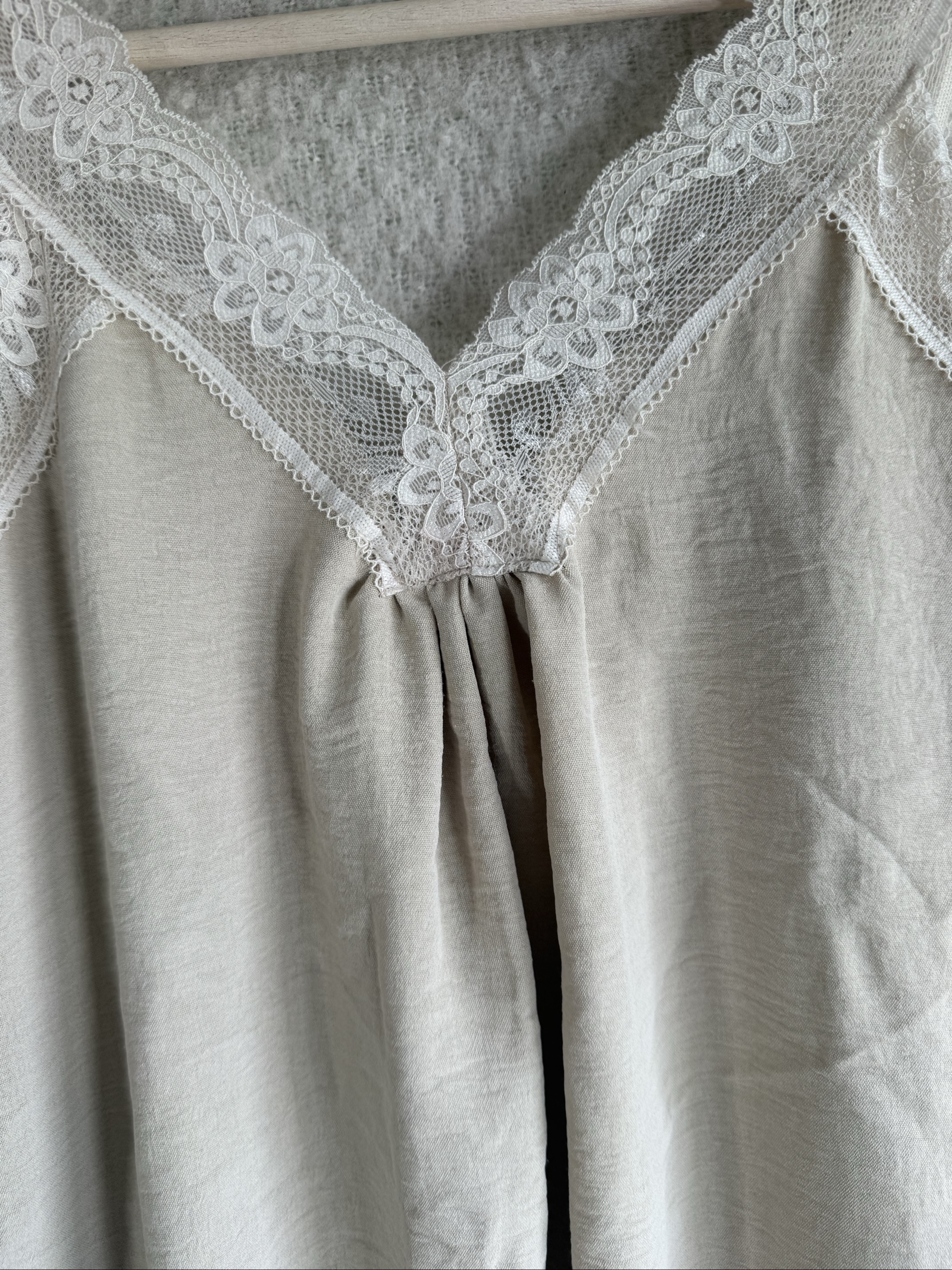 Beige Lace Trim Slip Dress UK Medium Made in Italy Summer Casual Chic image 3