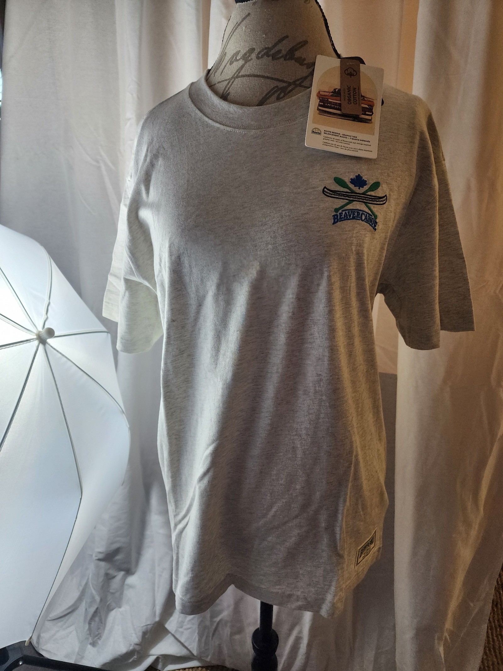 Beaver Canoe Grey Graphic Logo T-Shirt Large