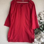 M&S Woman Red Linen Tunic Top UK 16 Relaxed Fit Boho Style