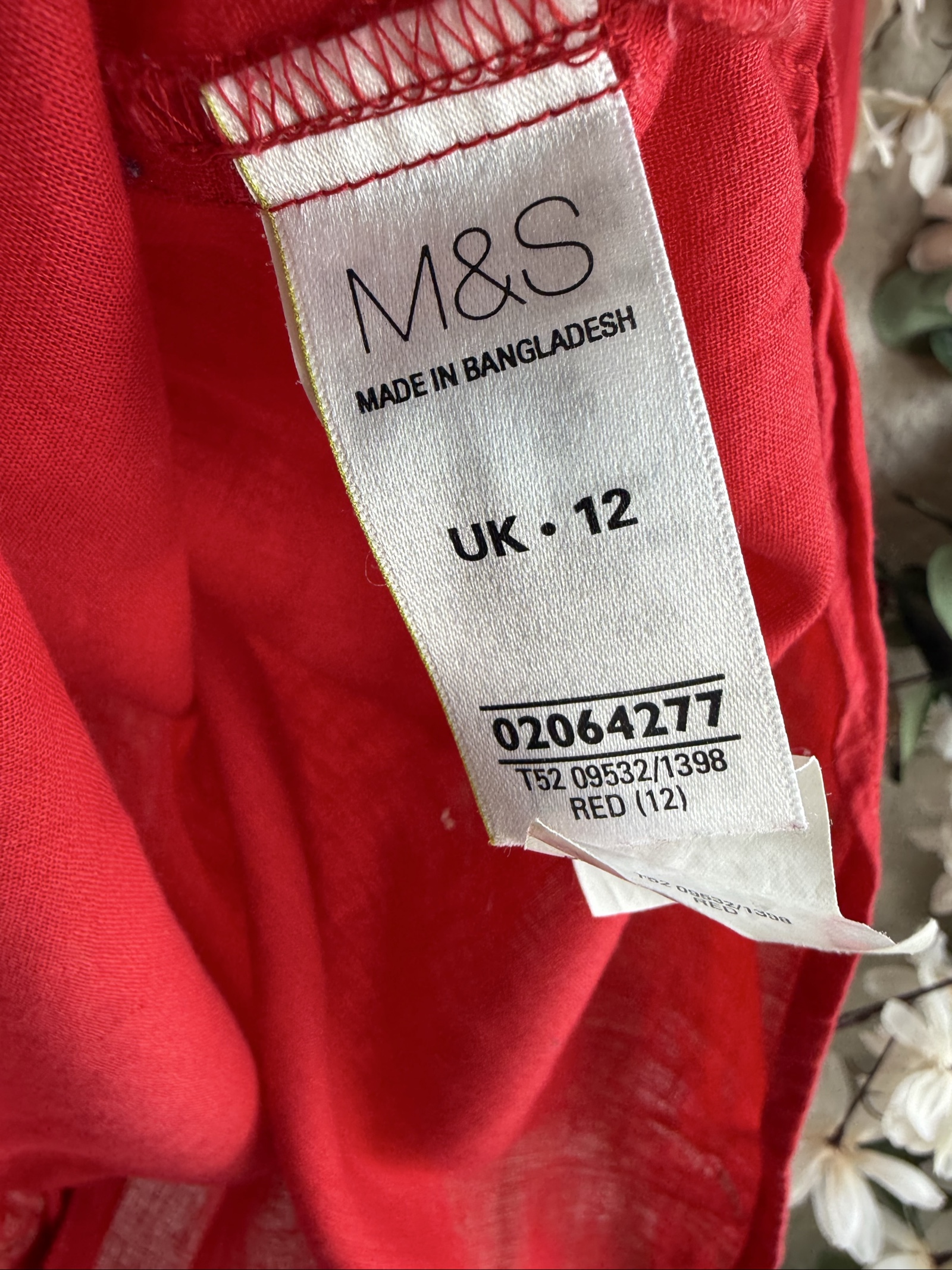 M&S Woman Red Linen Tunic Top UK 16 Relaxed Fit Boho Style image 6