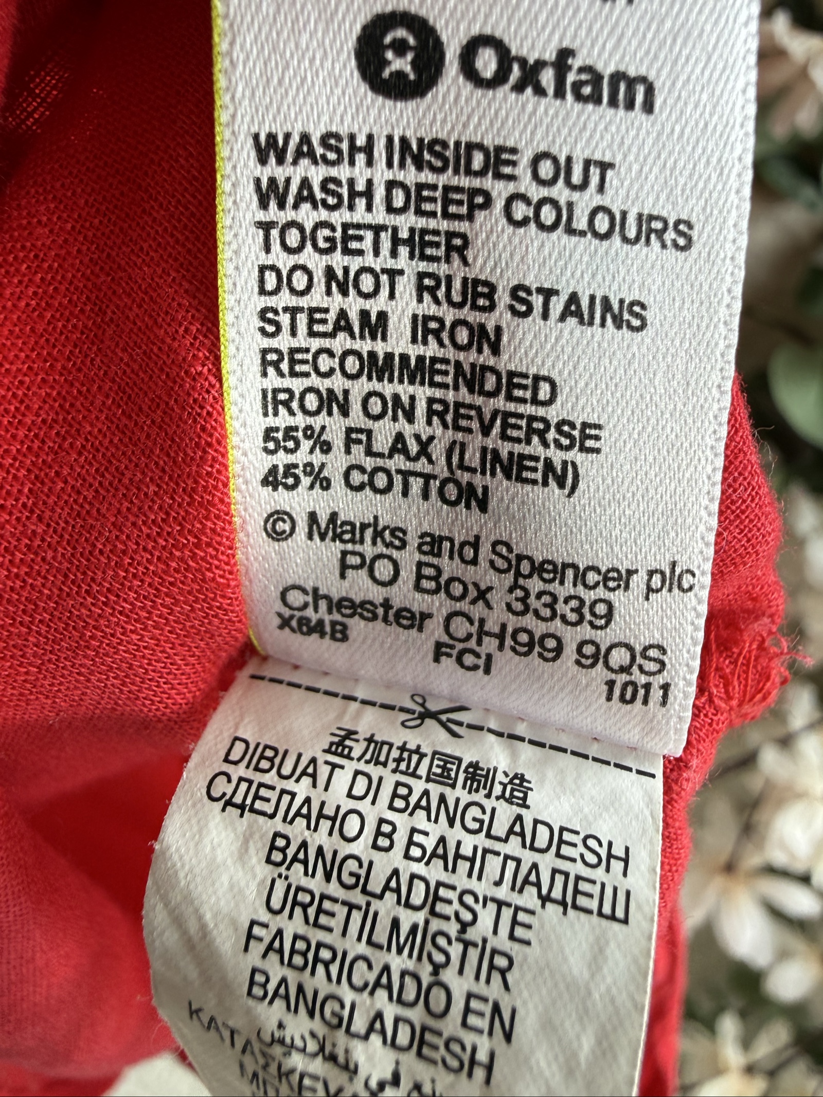 M&S Woman Red Linen Tunic Top UK 16 Relaxed Fit Boho Style image 7