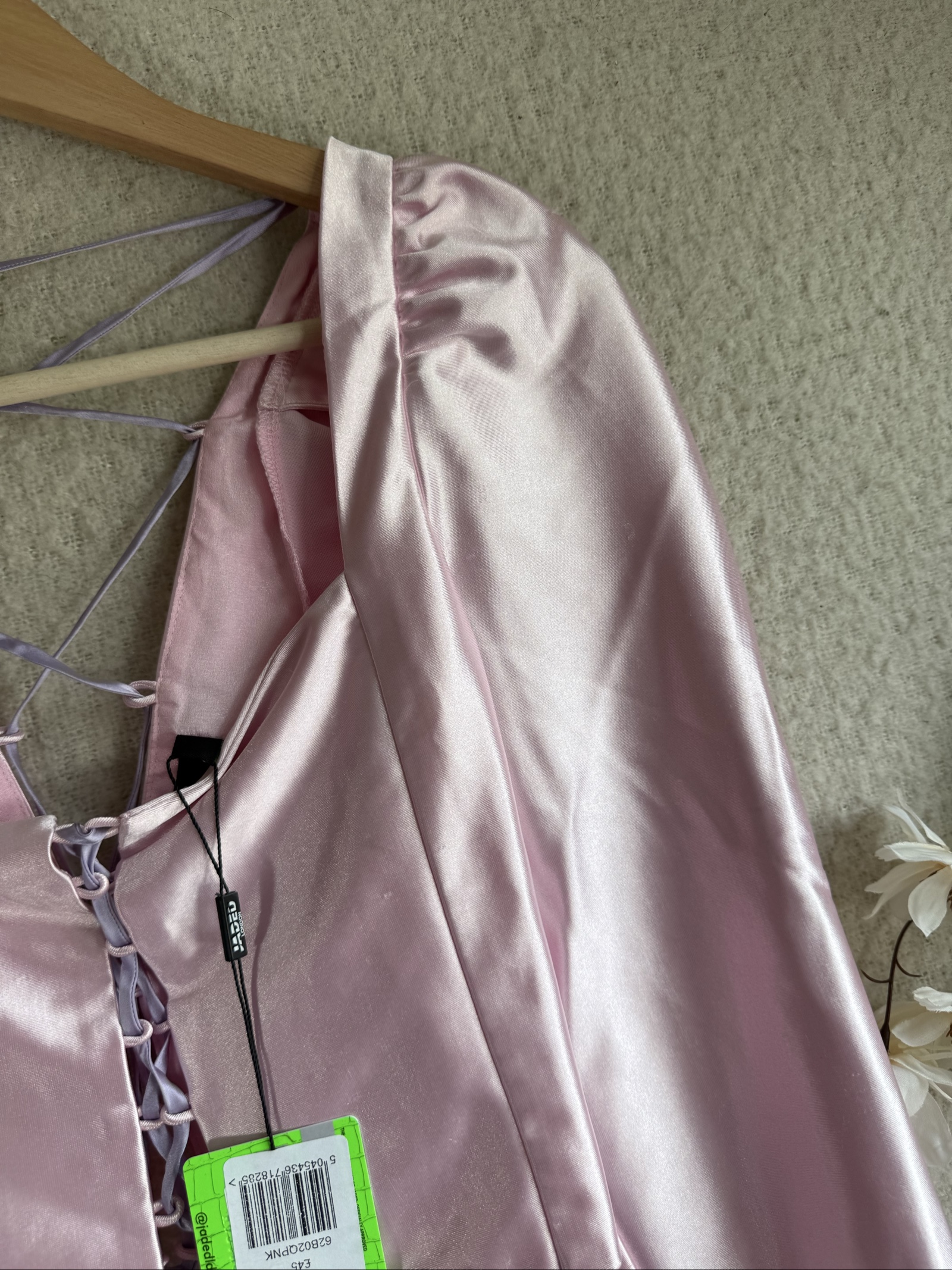 Jaded London Pink Satin Lace-Up Corset Top UK 12 Chic Evening Wear image 2