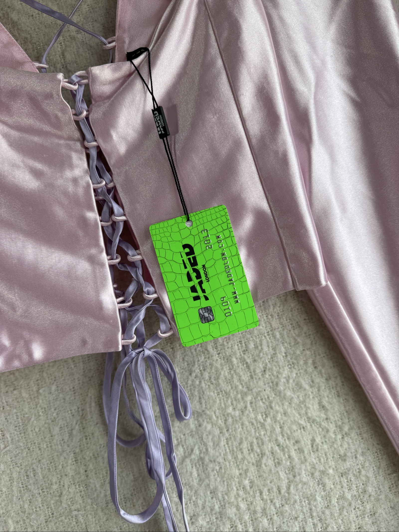 Jaded London Pink Satin Lace-Up Corset Top UK 12 Chic Evening Wear image 3