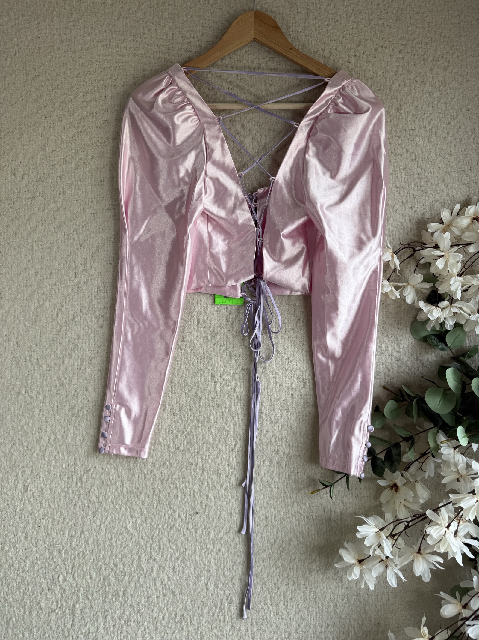 Jaded London Pink Satin Lace-Up Corset Top UK 12 Chic Evening Wear image 5