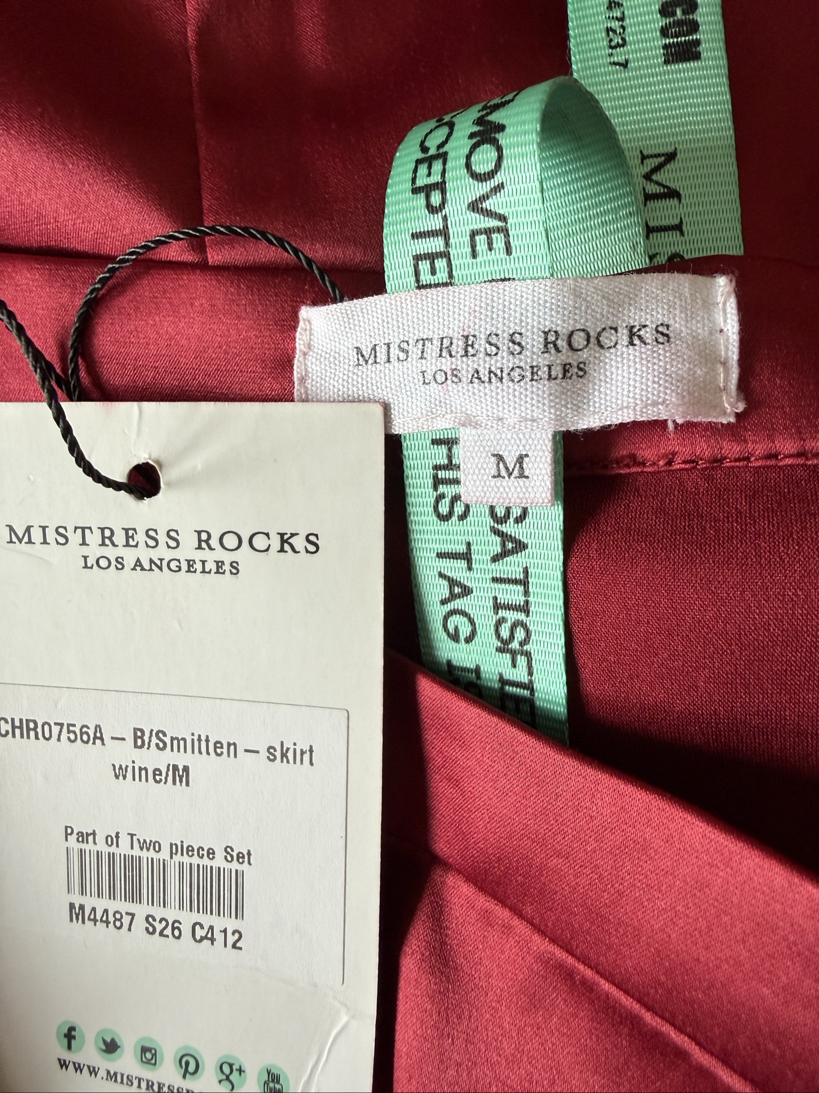 Mistress Rocks Burgundy Satin Top & Skirt Set Medium Elegant Occasion Wear image 6