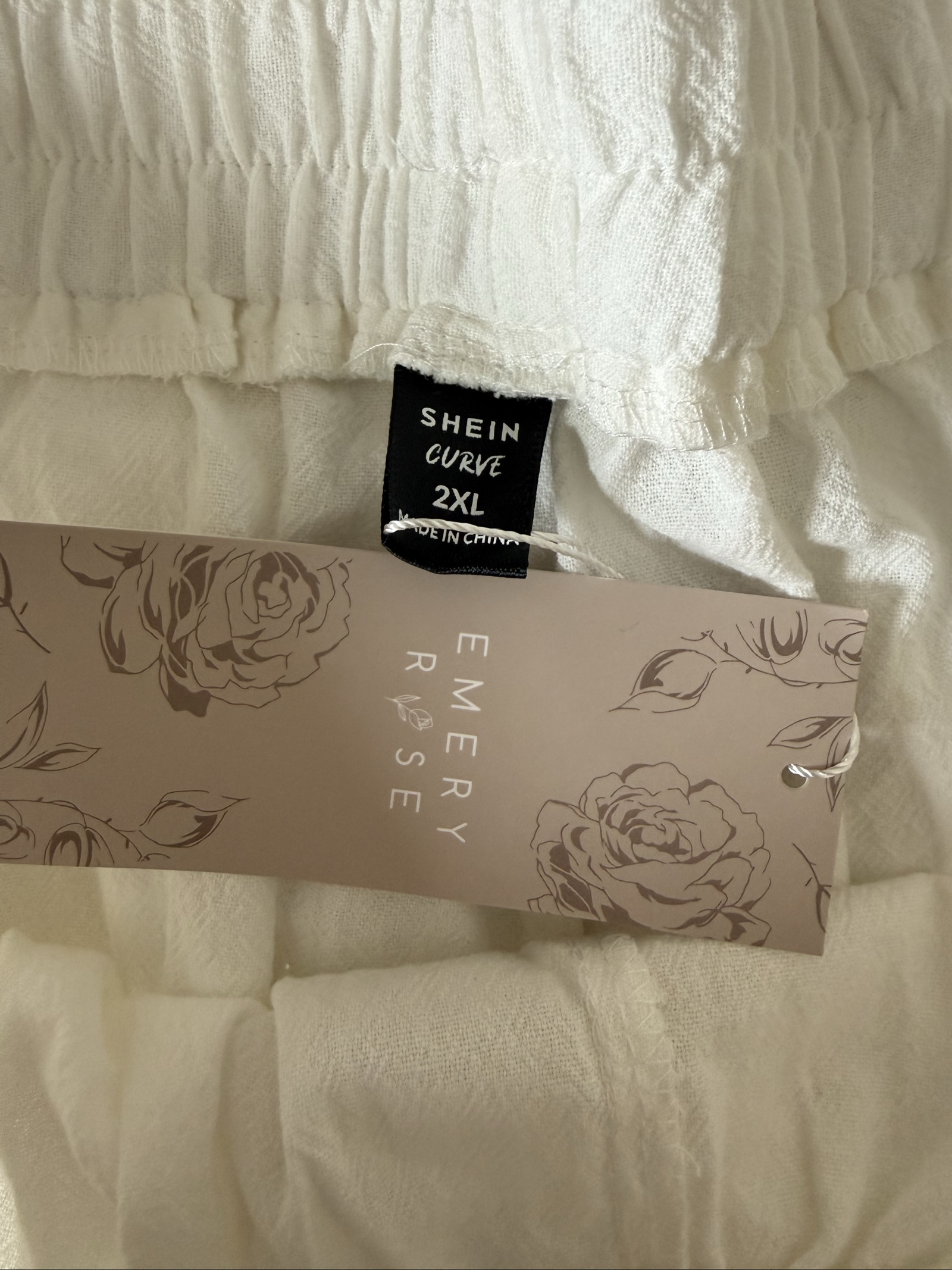 Shein Curve White Summer Linen Blend Cropped Trousers 2XL UK 20 Plus Size image 3
