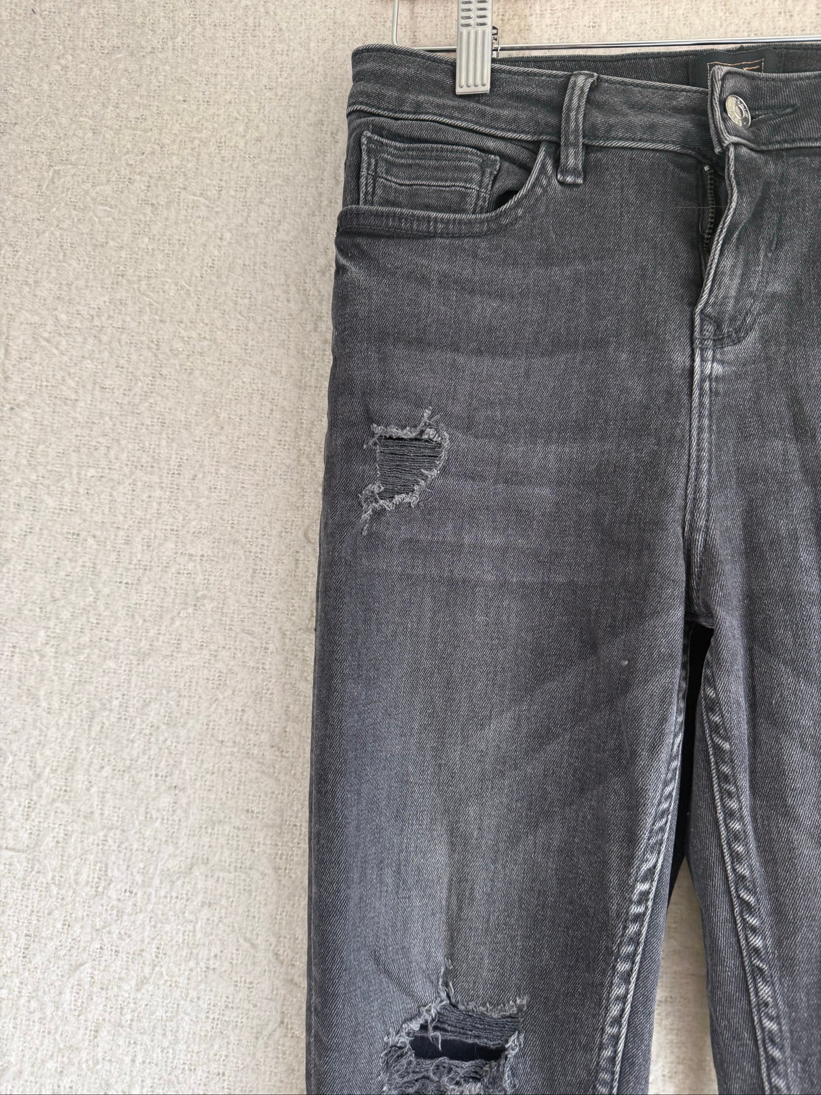 F&F Black Ripped Skinny Jeans UK 12 Distressed Fashion Casual Streetwear image 2