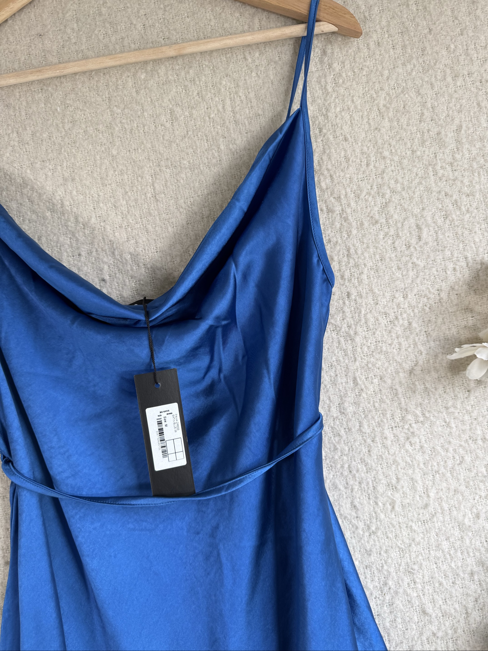 Motel Satin Blue Sleeveless Mini Dress UK Medium Adjustable Straps image 2