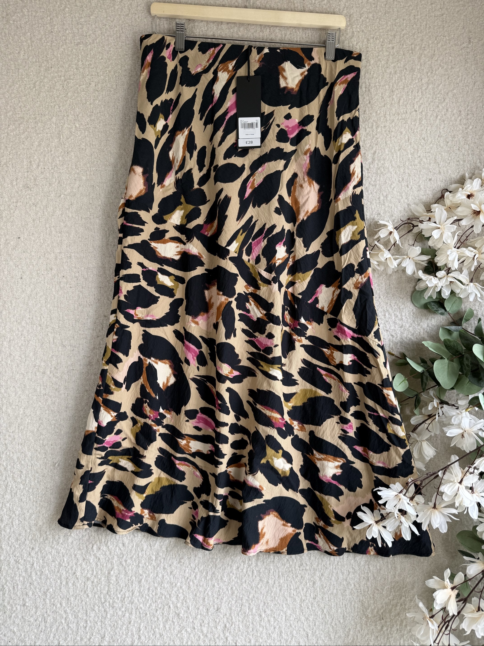 For All The Love Multi Animal Print Skirt UK 14 Midi Stylish New