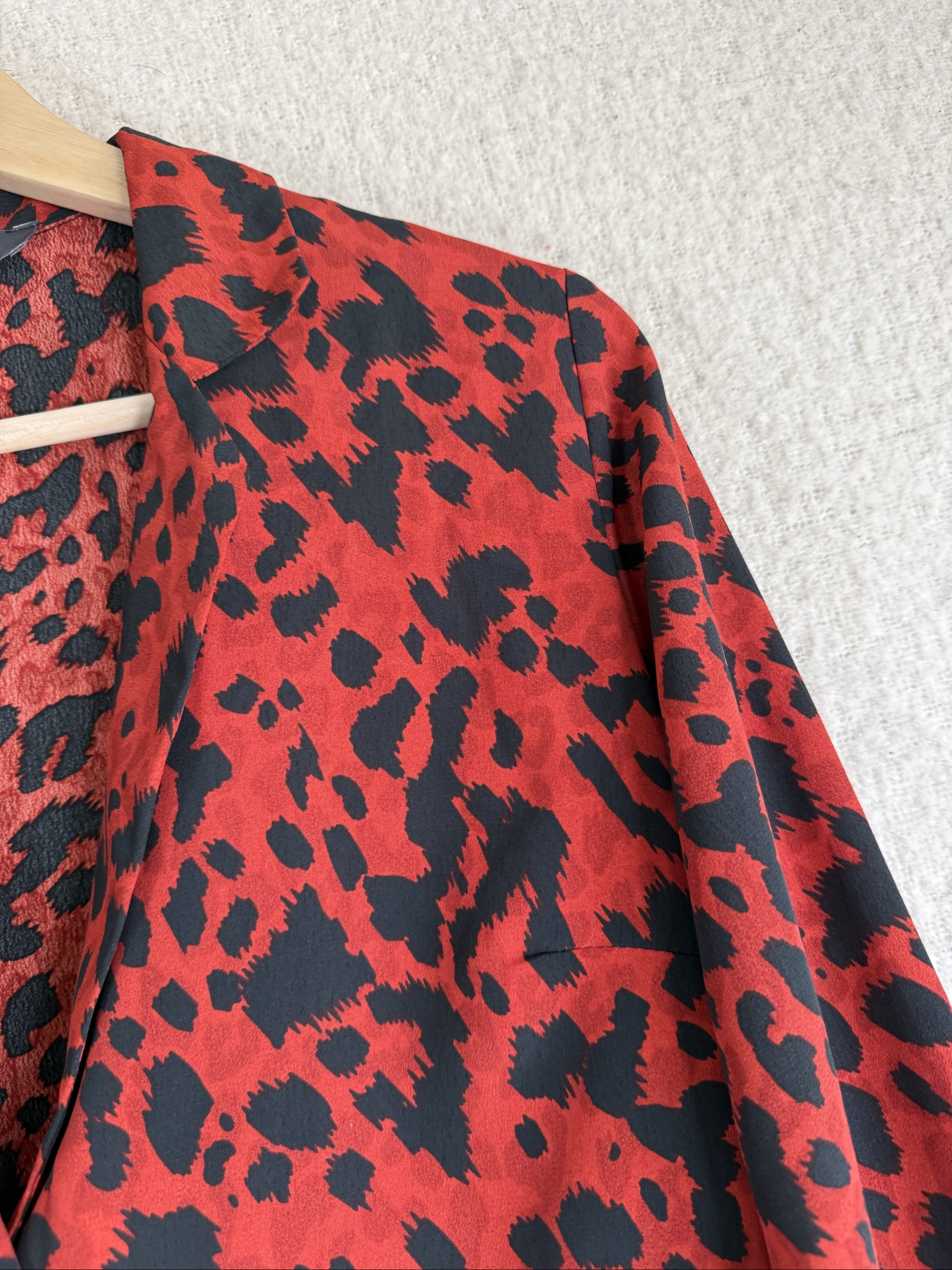 Primark Red & Black Animal Print Cropped Blazer UK 10 Stylish Statement Jacket image 2