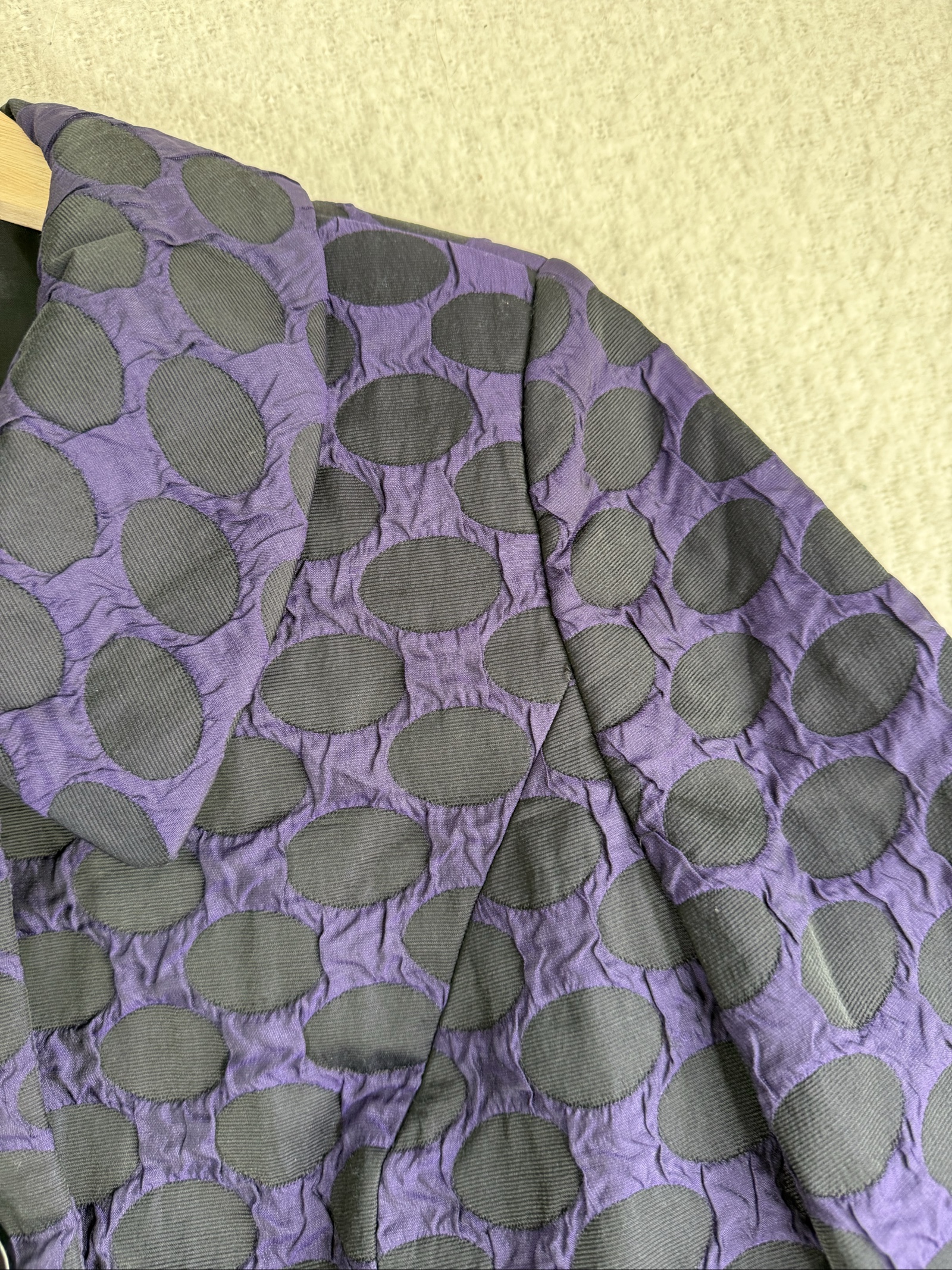 Phase Eight Purple & Black Patterned Cropped Jacket UK 10 Elegant Polka Dot image 2