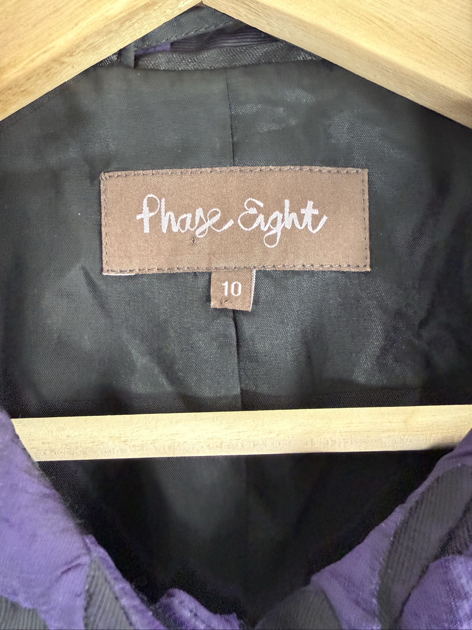 Phase Eight Purple & Black Patterned Cropped Jacket UK 10 Elegant Polka Dot image 3
