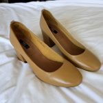 M&S mustard/tan Leather Block Heel Pumps UK 8