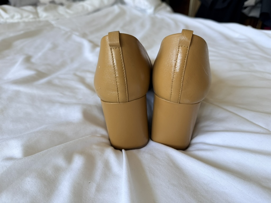 M&S mustard/tan Leather Block Heel Pumps Shoes UK 8 image 5