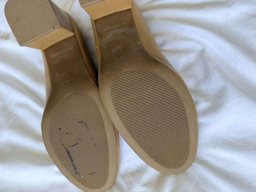 M&S mustard/tan Leather Block Heel Pumps Shoes UK 8 image 6