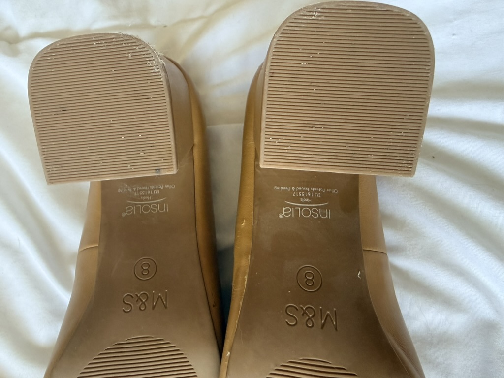 M&S mustard/tan Leather Block Heel Pumps Shoes UK 8 image 7