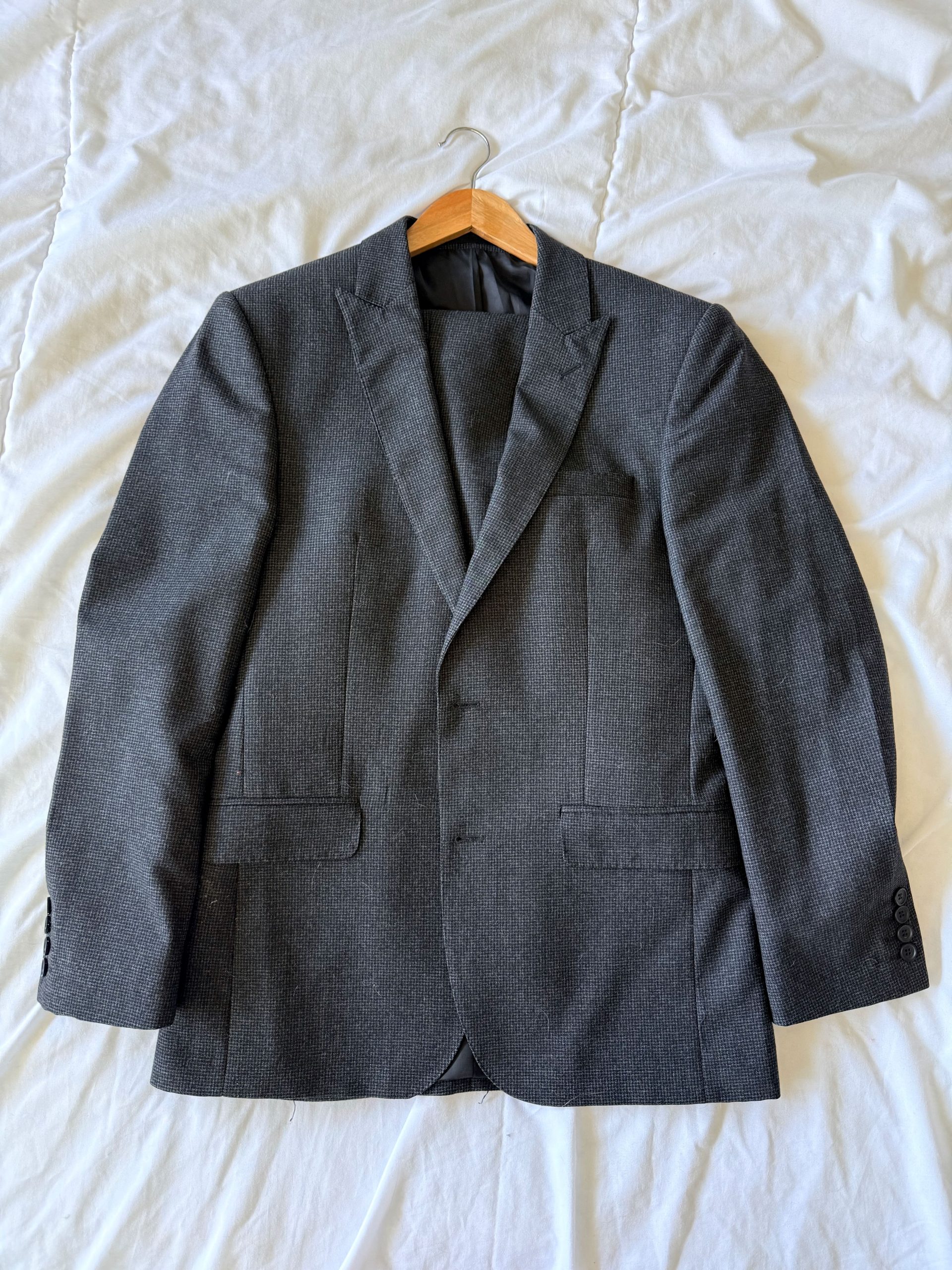 Ben Sherman Grey Men’s Wool Blend Suit Jacket 38R and Trousers 32R