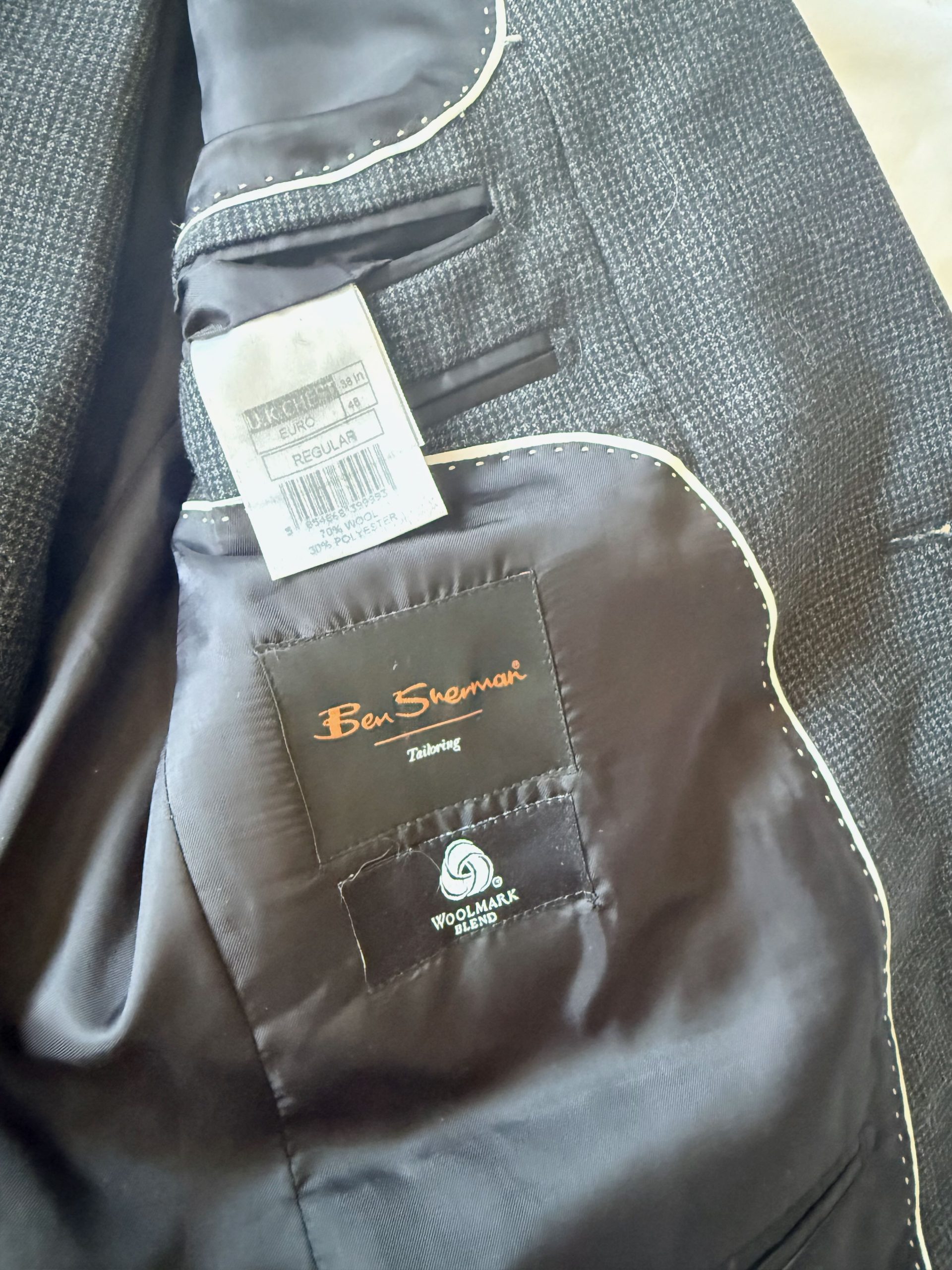 Ben Sherman Grey Men’s Wool Blend Suit Jacket 38R and Trousers 32R image 2