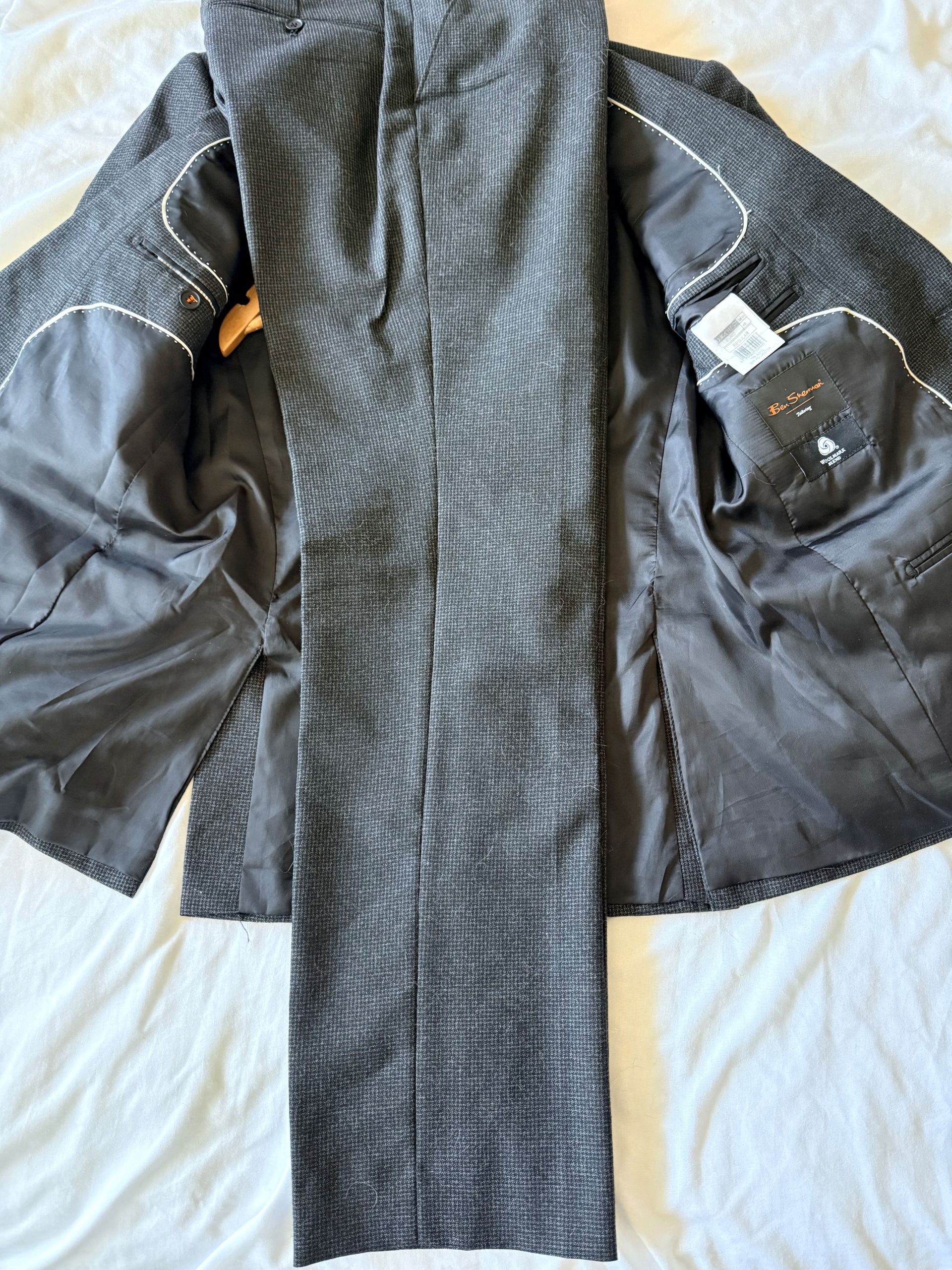 Ben Sherman Grey Men’s Wool Blend Suit Jacket 38R and Trousers 32R image 5