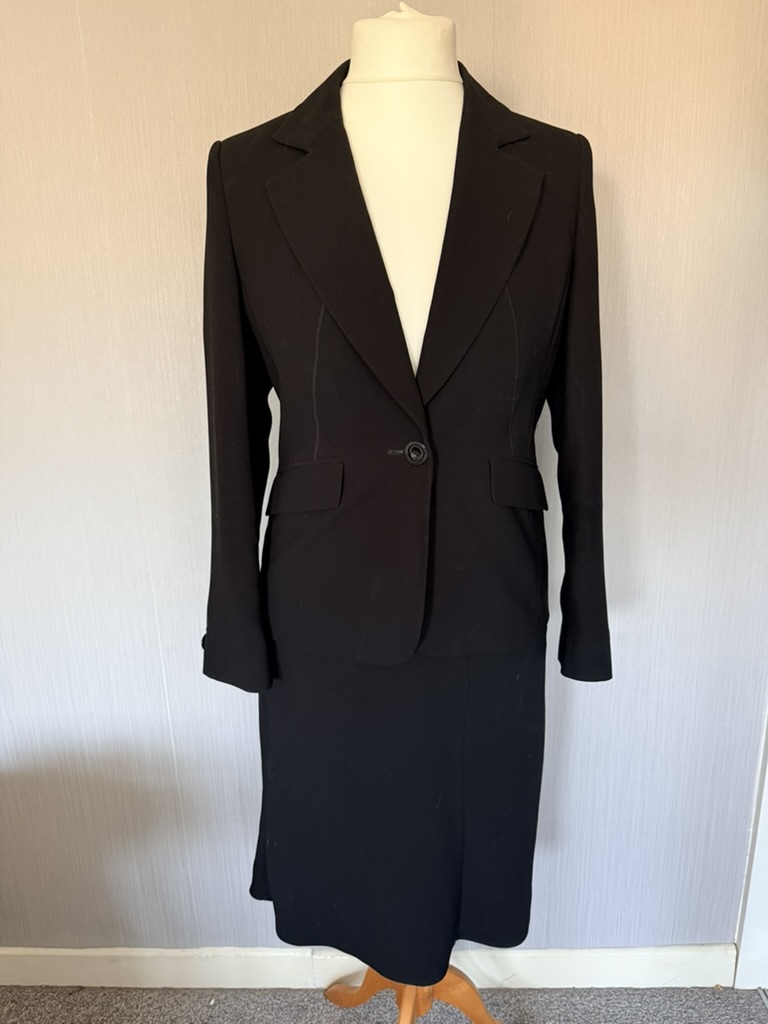 Marks & Spencer Black Blazer & Skirt Suit UK 14