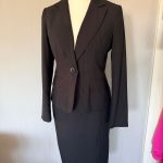 F&F Black Pinstripe Skirt Suit Size 14 Tailored Workwear