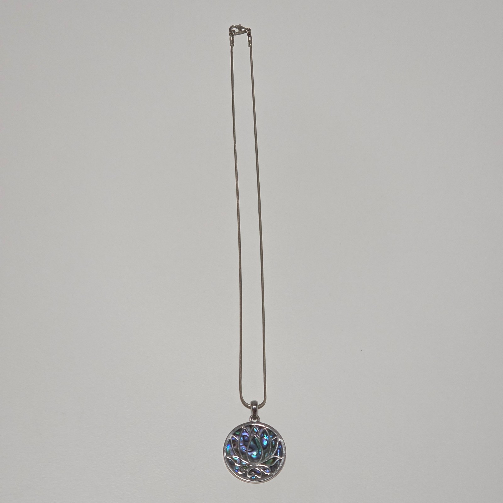 Coatume Blue Abalone Lotus Pendant Necklace