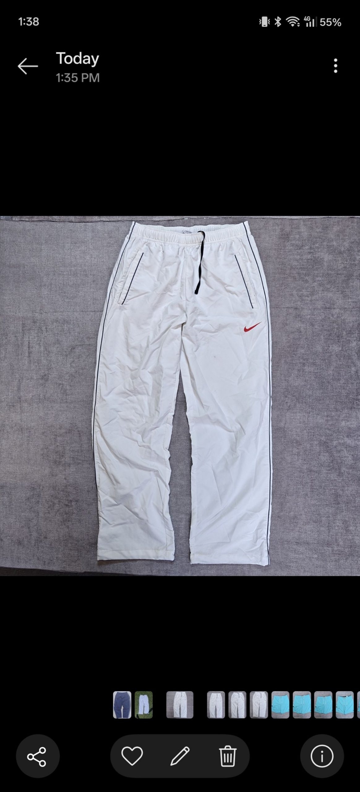 Nike White Track Pants Red Swoosh Men's White M