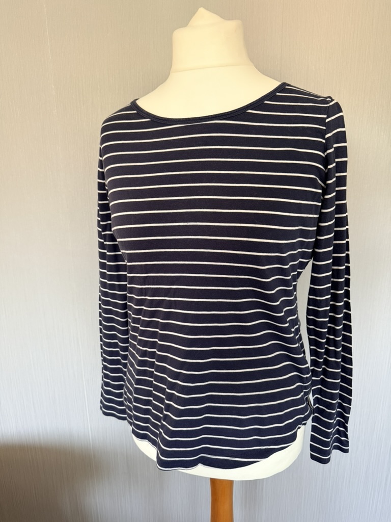 New Look Navy & White Striped Long Sleeve Top UK 14