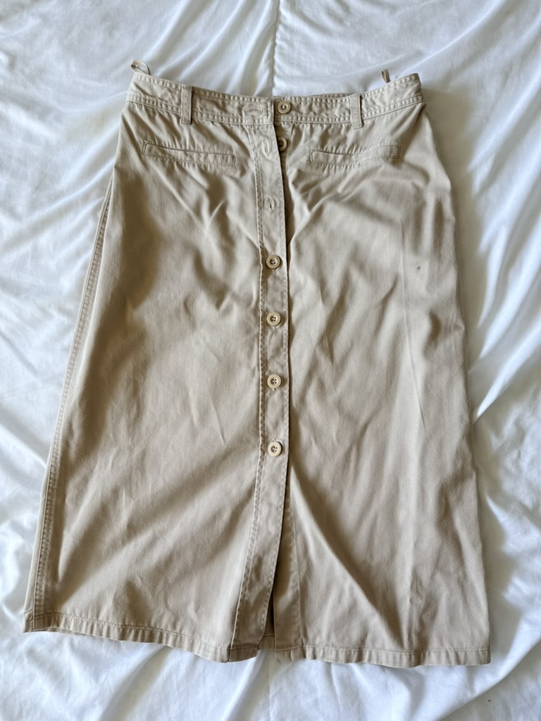 Papaya Beige Button Front Cotton Skirt UK 12