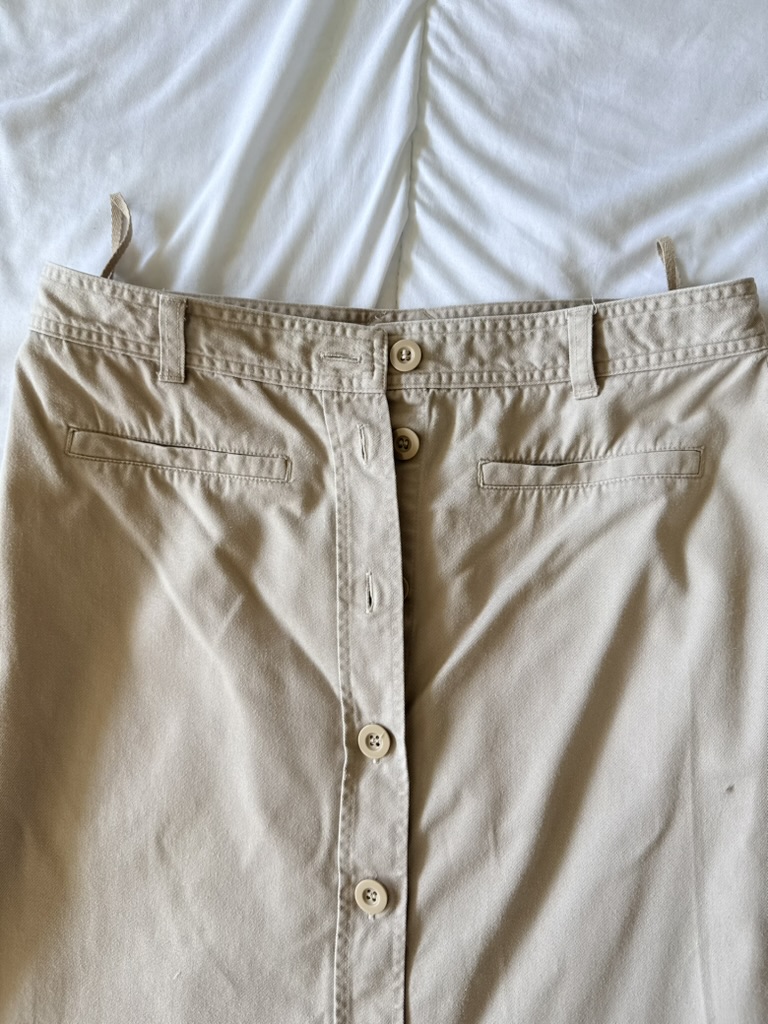 Papaya Beige Button Front Cotton Skirt UK 12 image 2